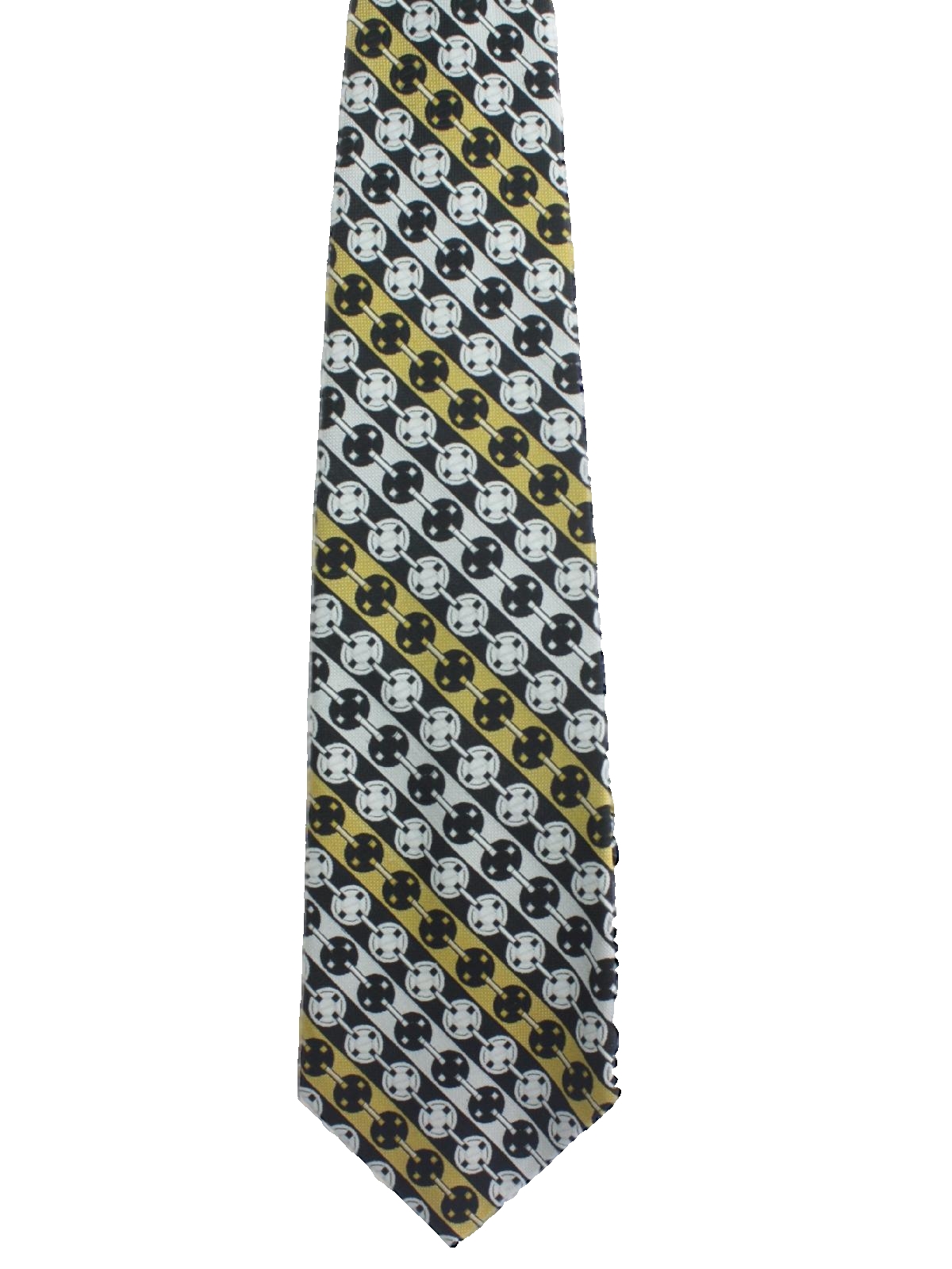 Seventies Vintage Neck Tie: 70s -Suitmates by Wembley- Mens black polyester wide disco necktie 