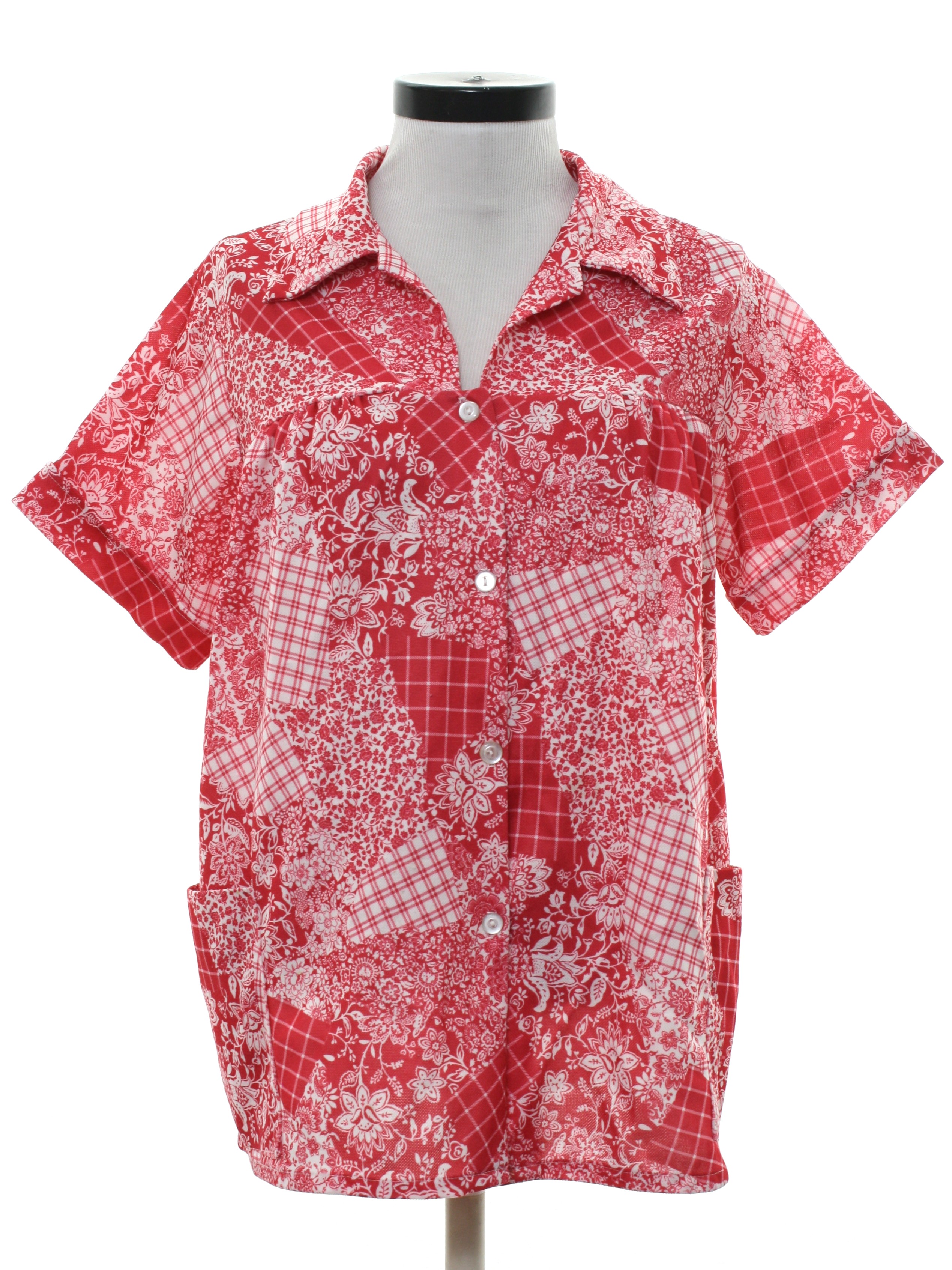 70's Vintage Hippie Shirt: Late 70s or Early 80s -Haband- Womens red ...