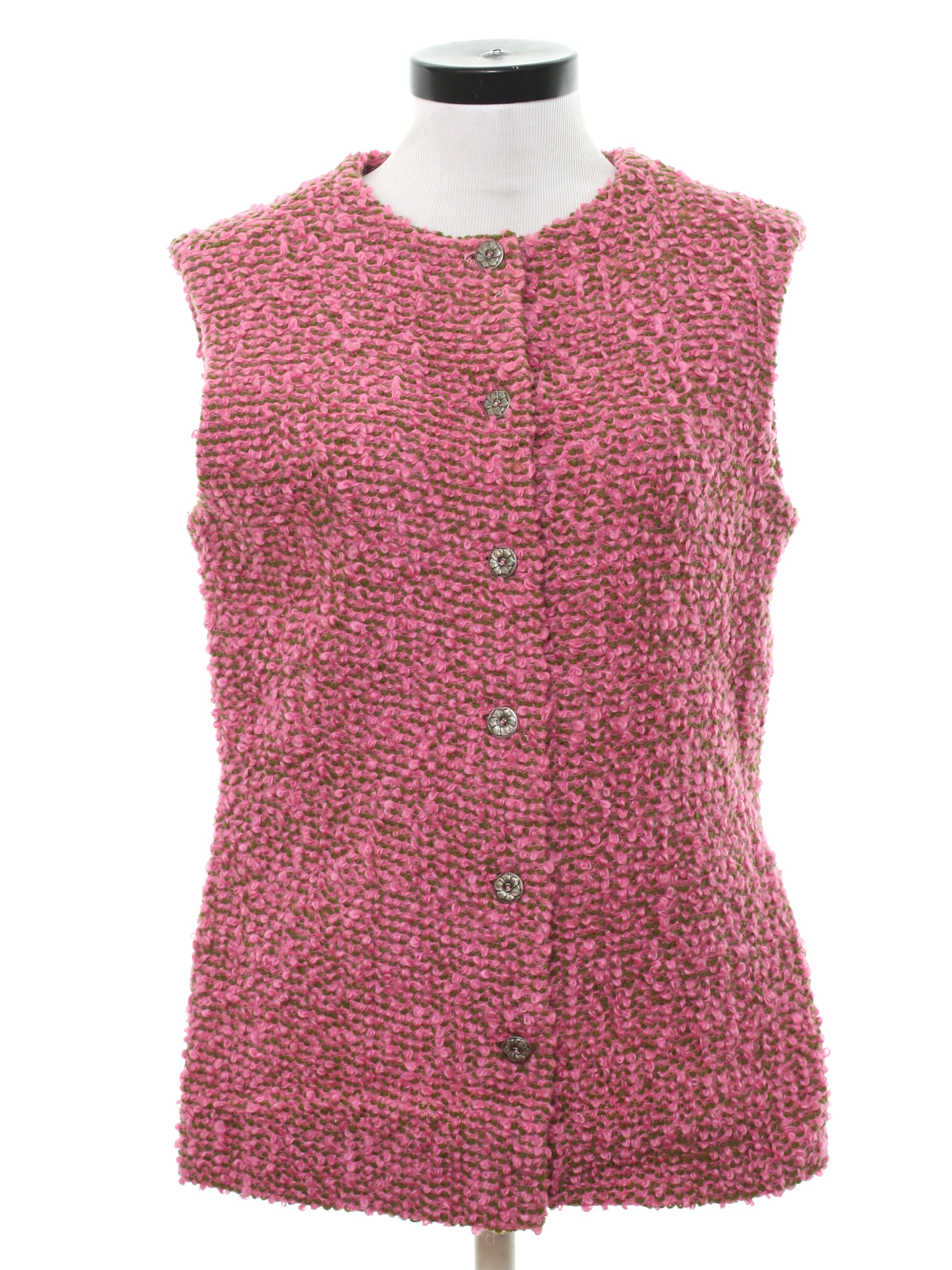 Retro Sixties Vest: 60s -Home Sewn- Womens pink and avocado green ...
