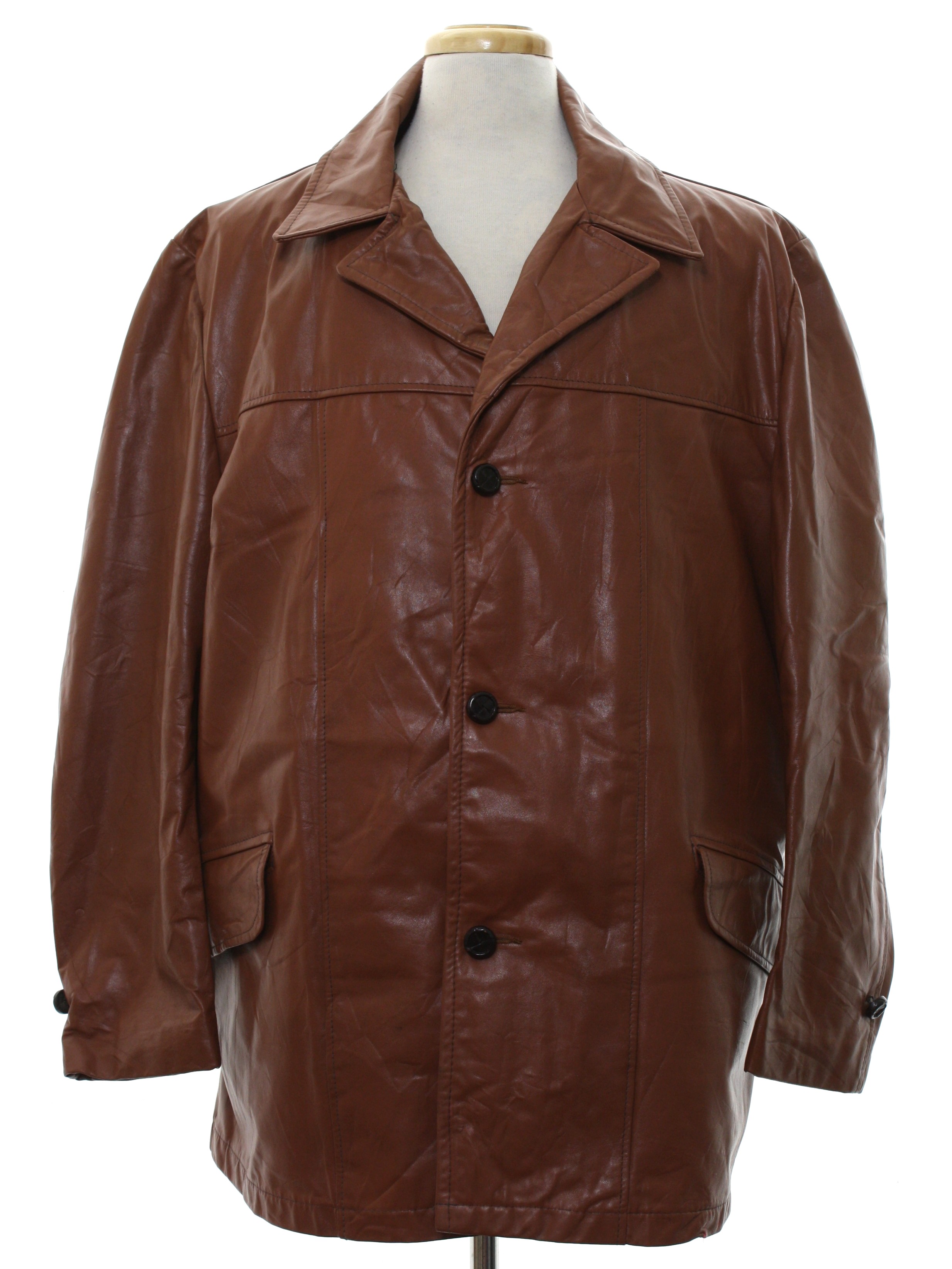 Vintage 1970's Leather Jacket: 70s -The Leather Shop Sears- Mens brown ...