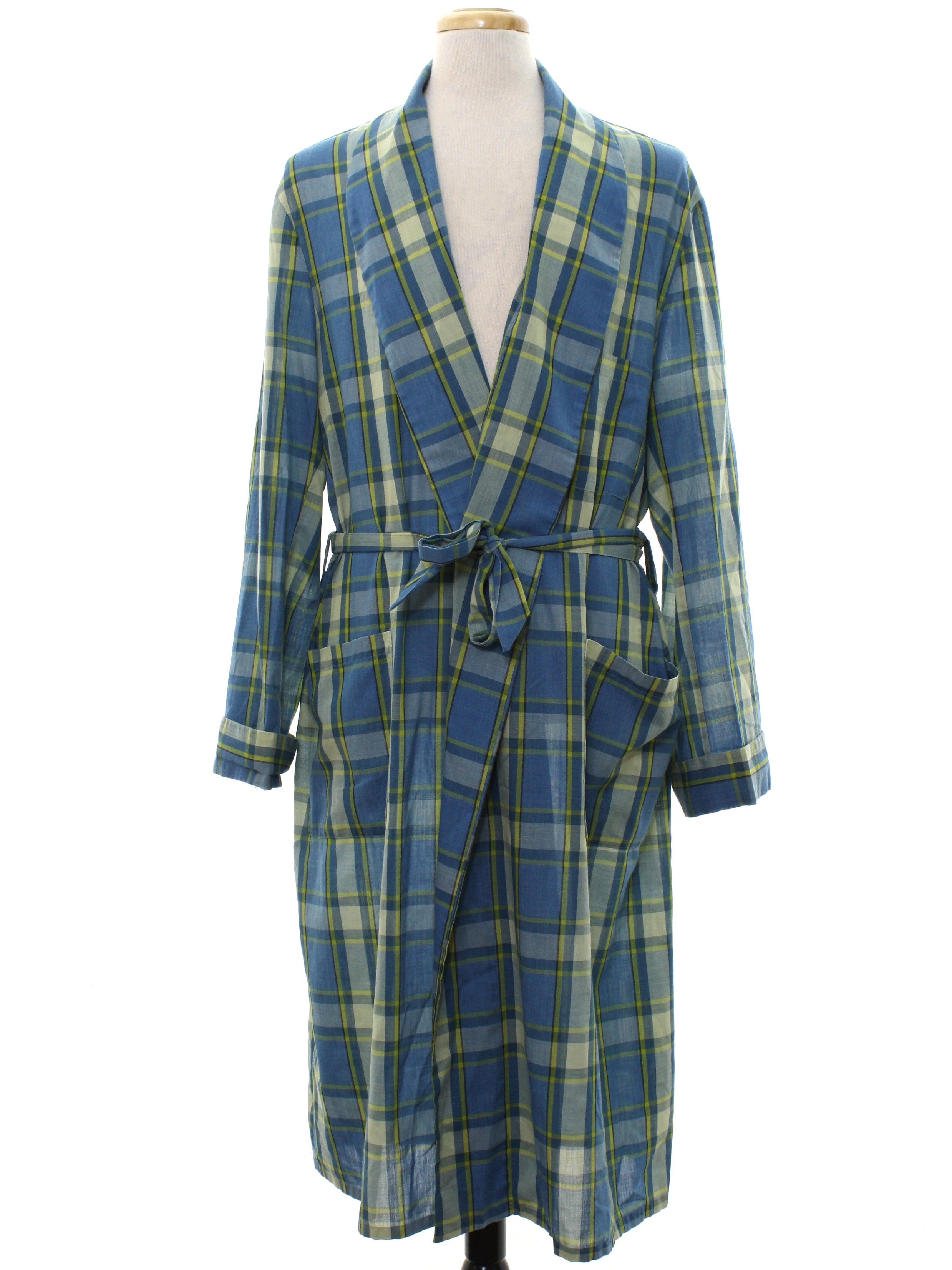 1960s Vintage Mens Robe: Late 60s or Early 70s -Home Sewn- Mens blue ...