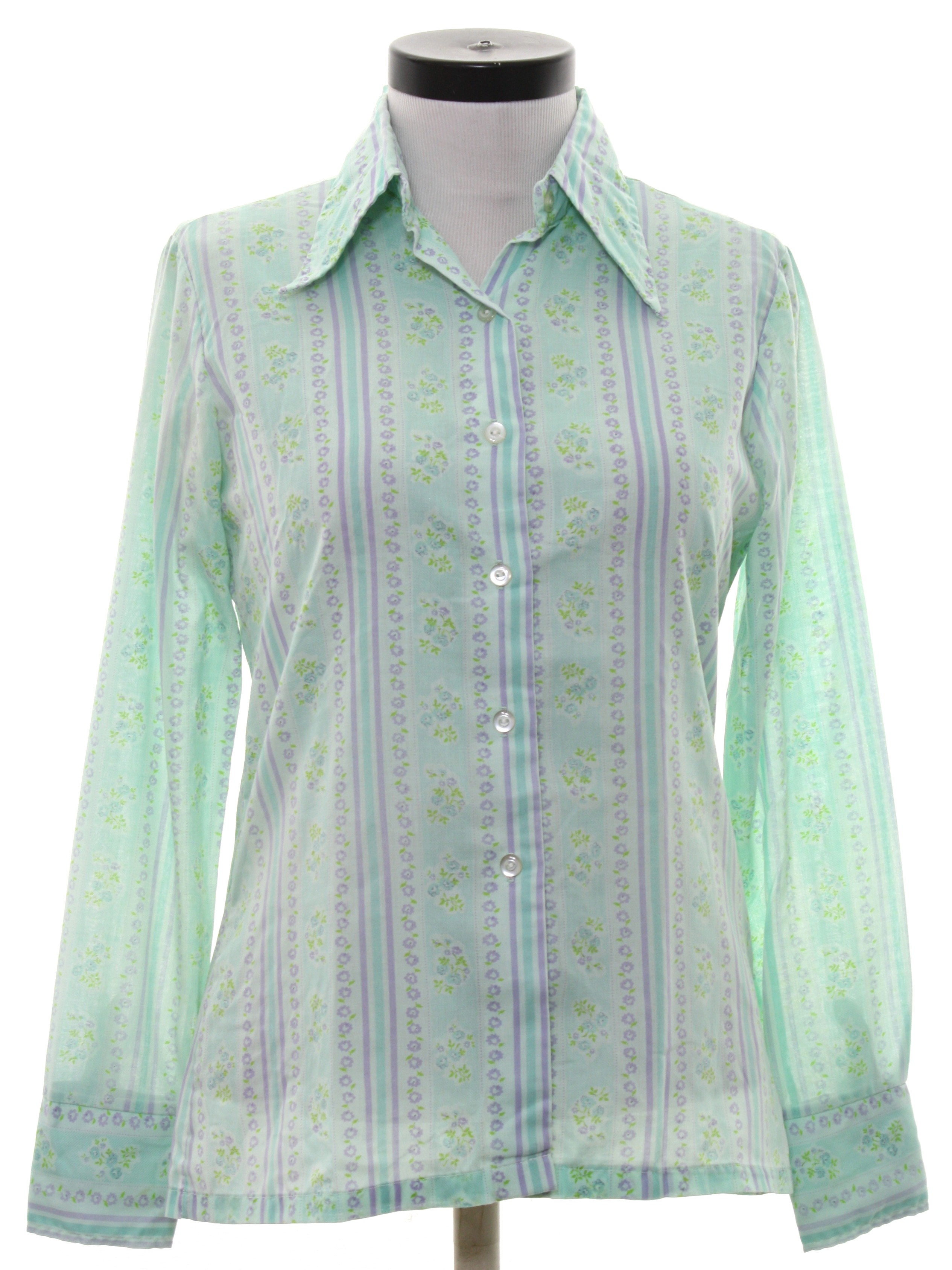 70s Retro Print Disco Shirt: 70s -Alfie for Gals- Womens pale green ...