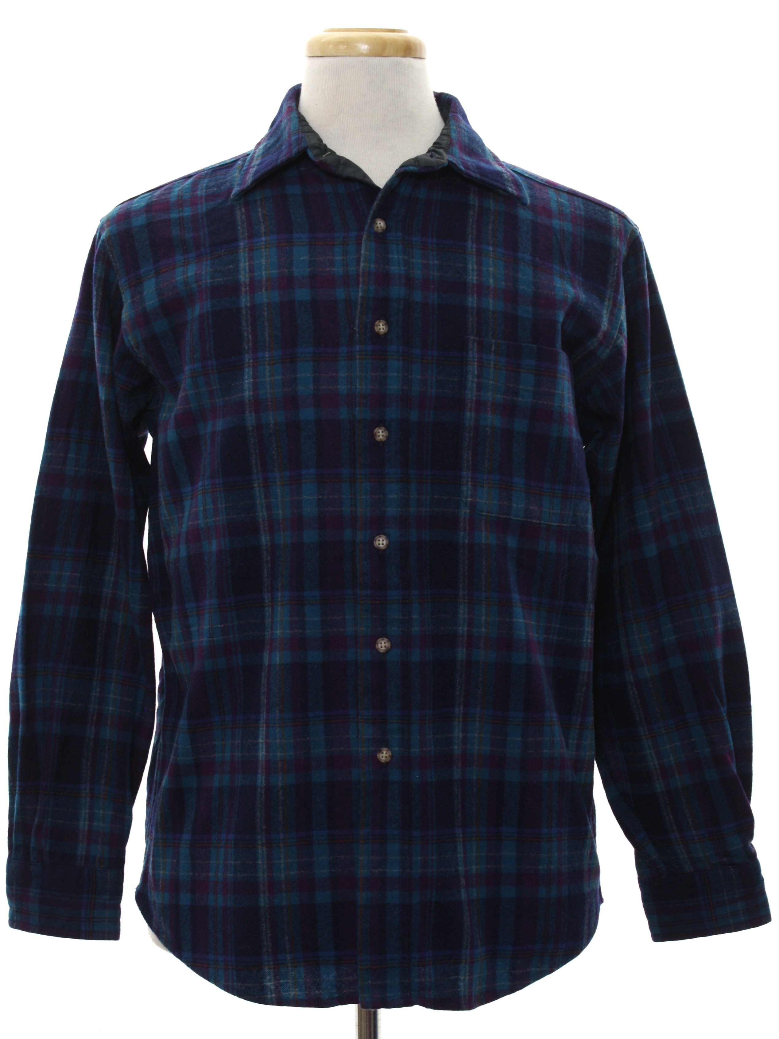 Retro 1980's Wool Shirt (Pendleton) : 80s -Pendleton- Mens navy blue ...