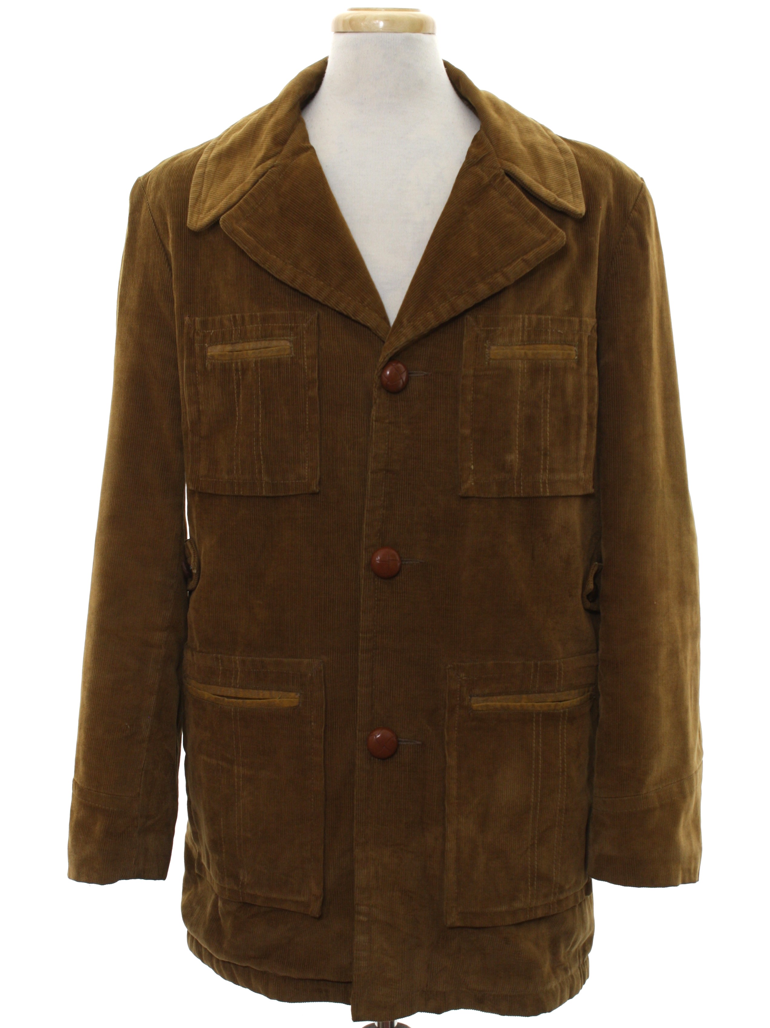 Vintage 1970's Jacket: 70s -JC Penny- Mens brown background cotton ...