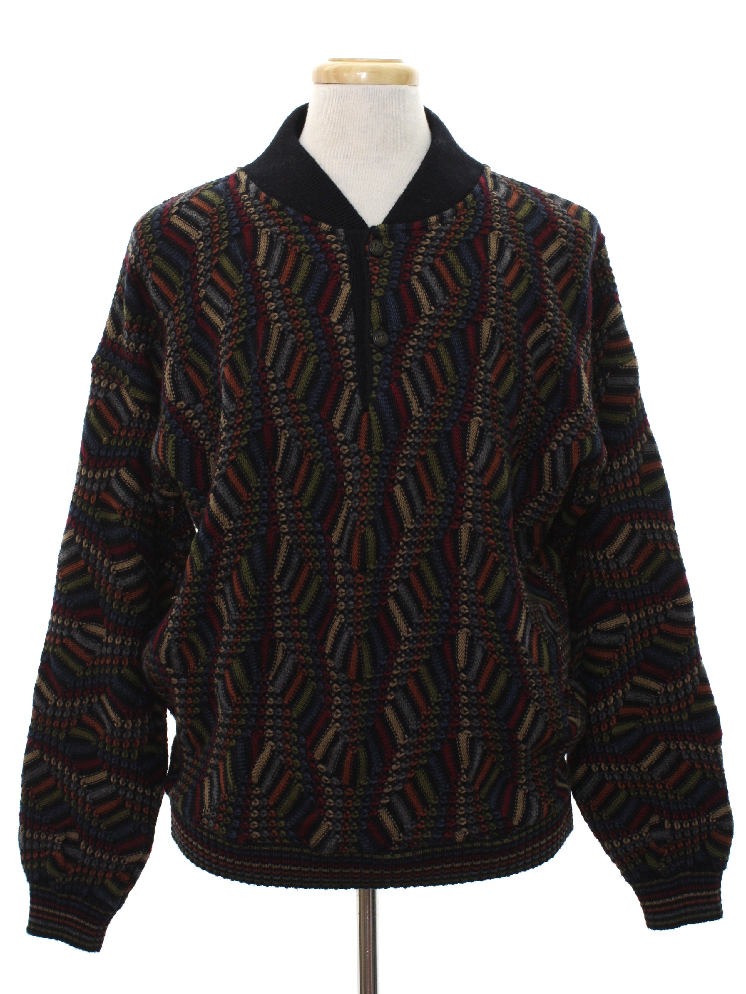 Vintage 1990's Sweater: 90s -Bachrach-- Mens midnight blue background ...