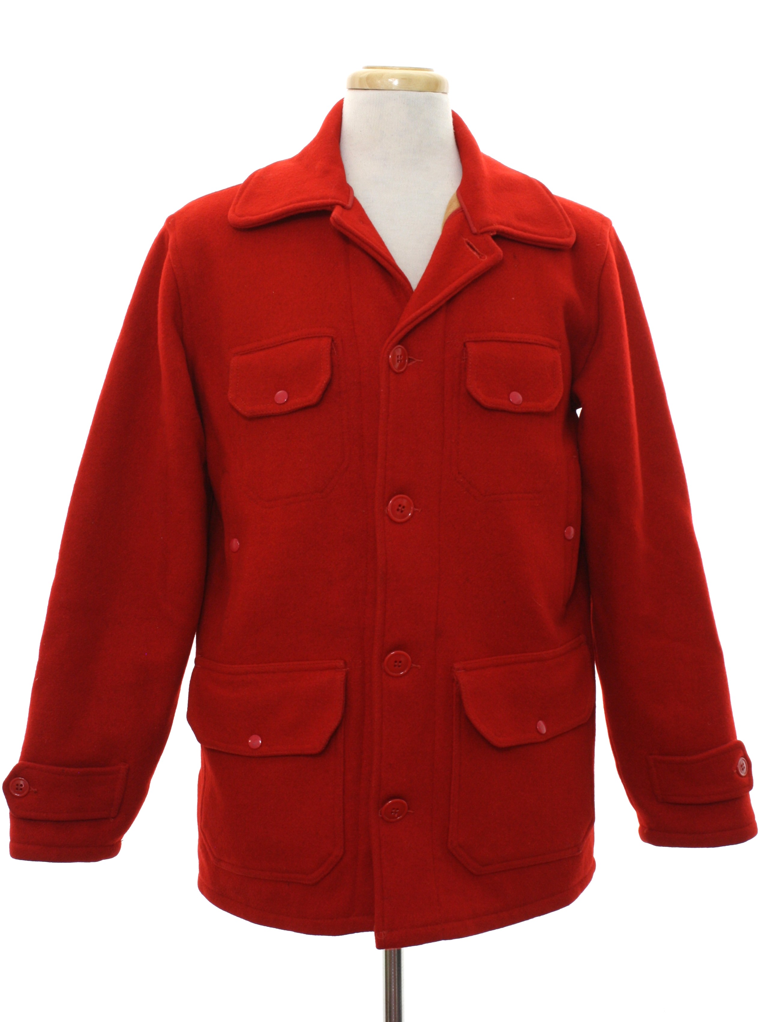 60s Retro Jacket: 60s -Johnson Woolen Mills- Mens red background wool ...