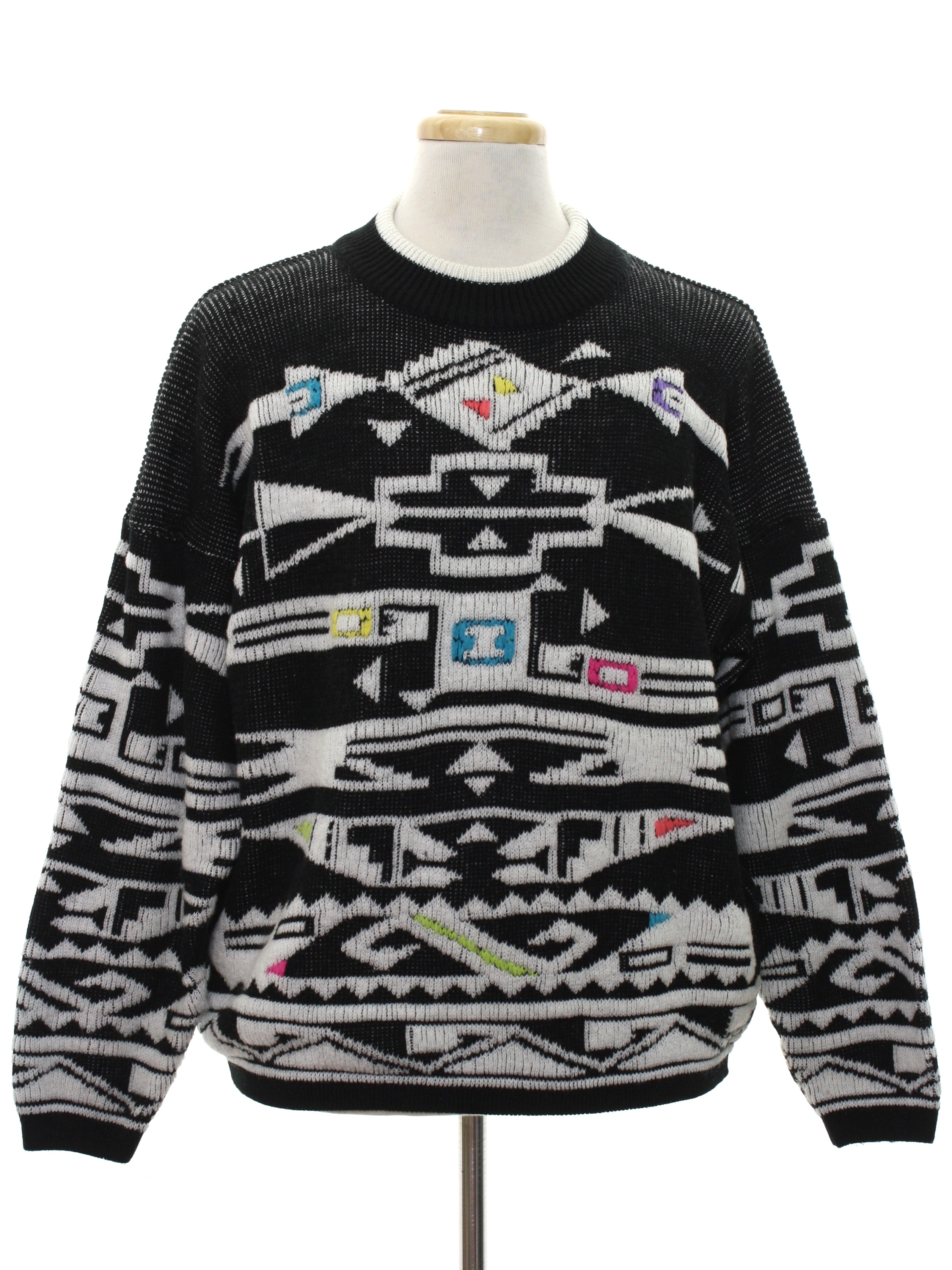 Retro 80s Sweater (Variations) : 80s -Variations-- Mens black ...