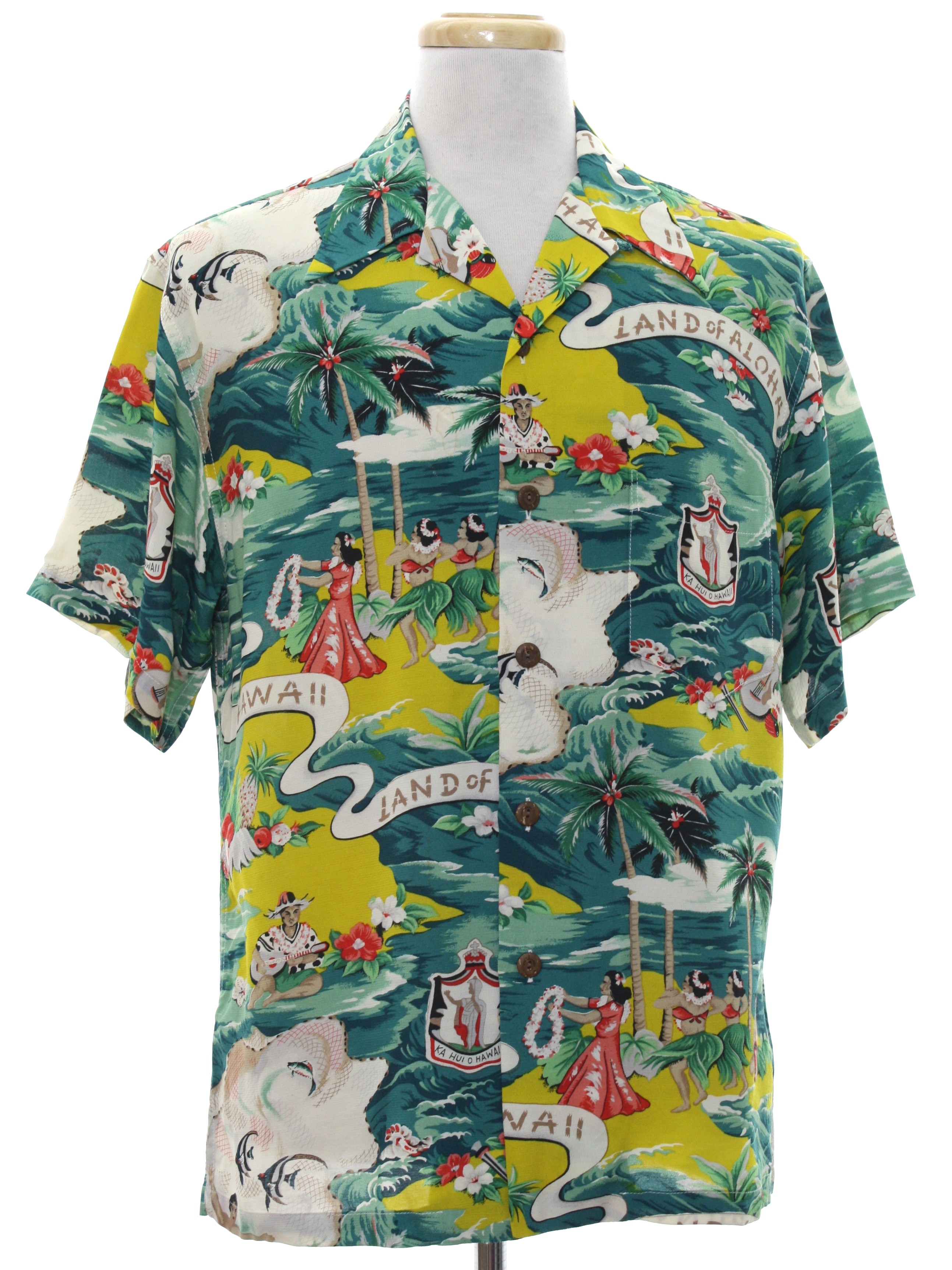 Hawaiian Shirt: Late 40s style (Made in 90s) -Kilauea Made in Hawaii ...
