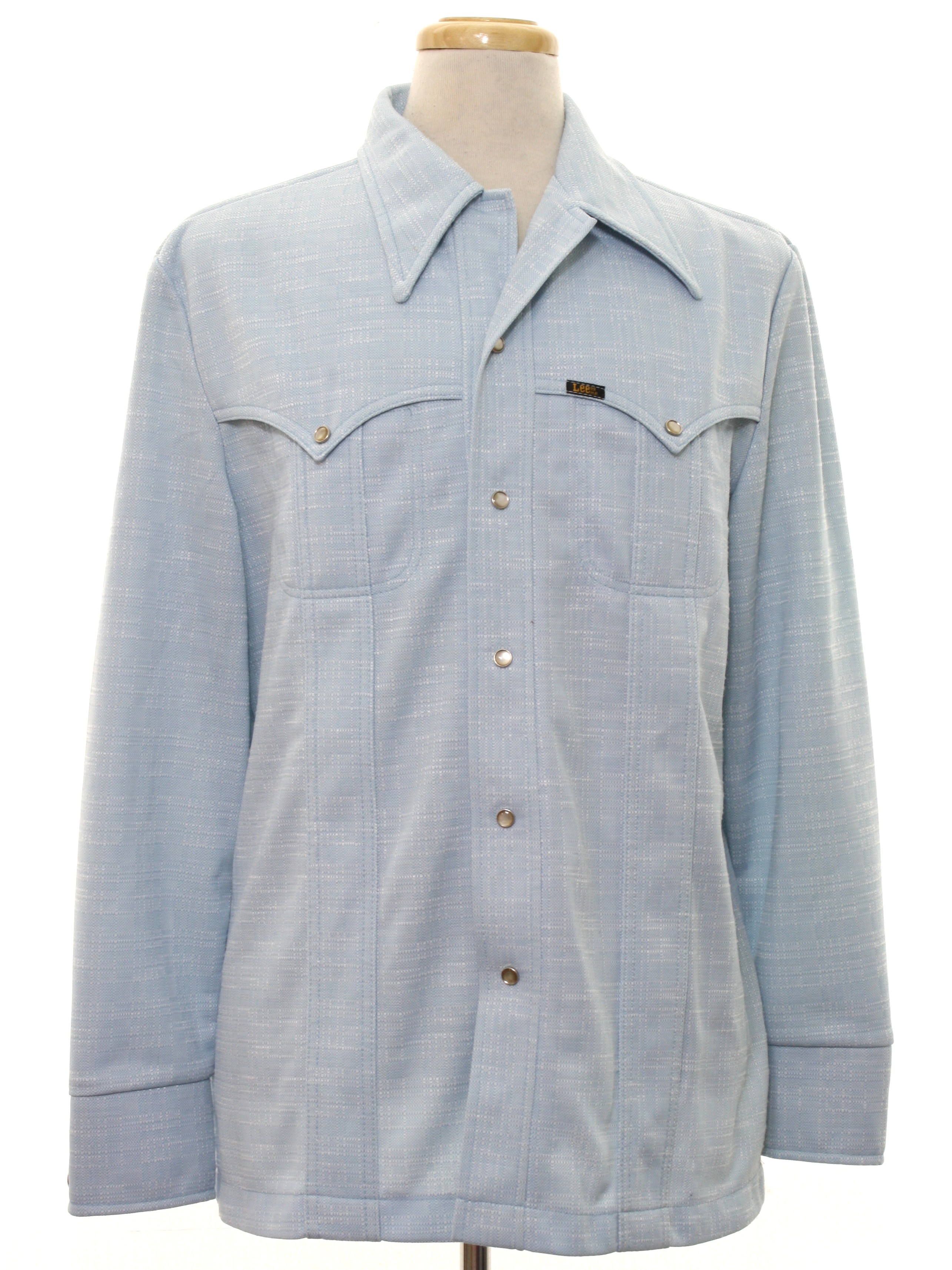 Retro 70's Jacket: 70s -Lee- Mens light blue and white subtle