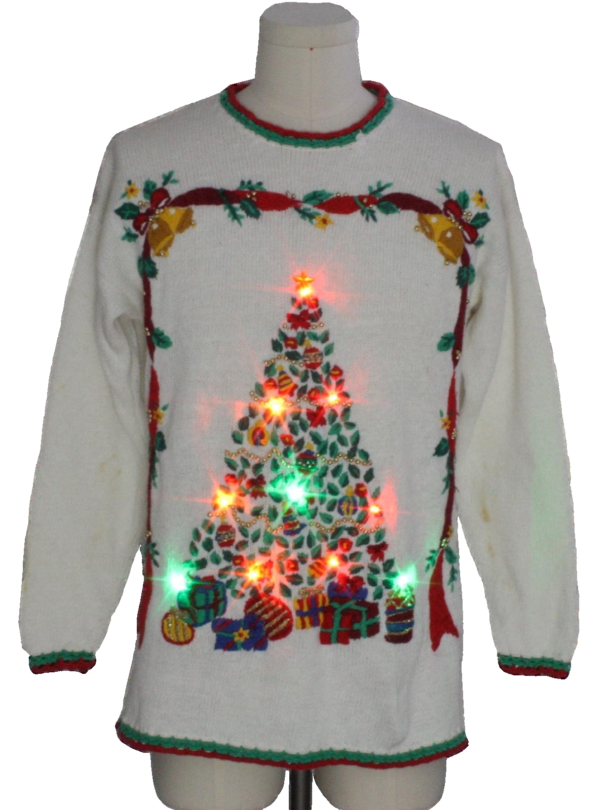 Multicolor Lightup Ugly Christmas Sweater: -Nut Cracker- Unisex white ...