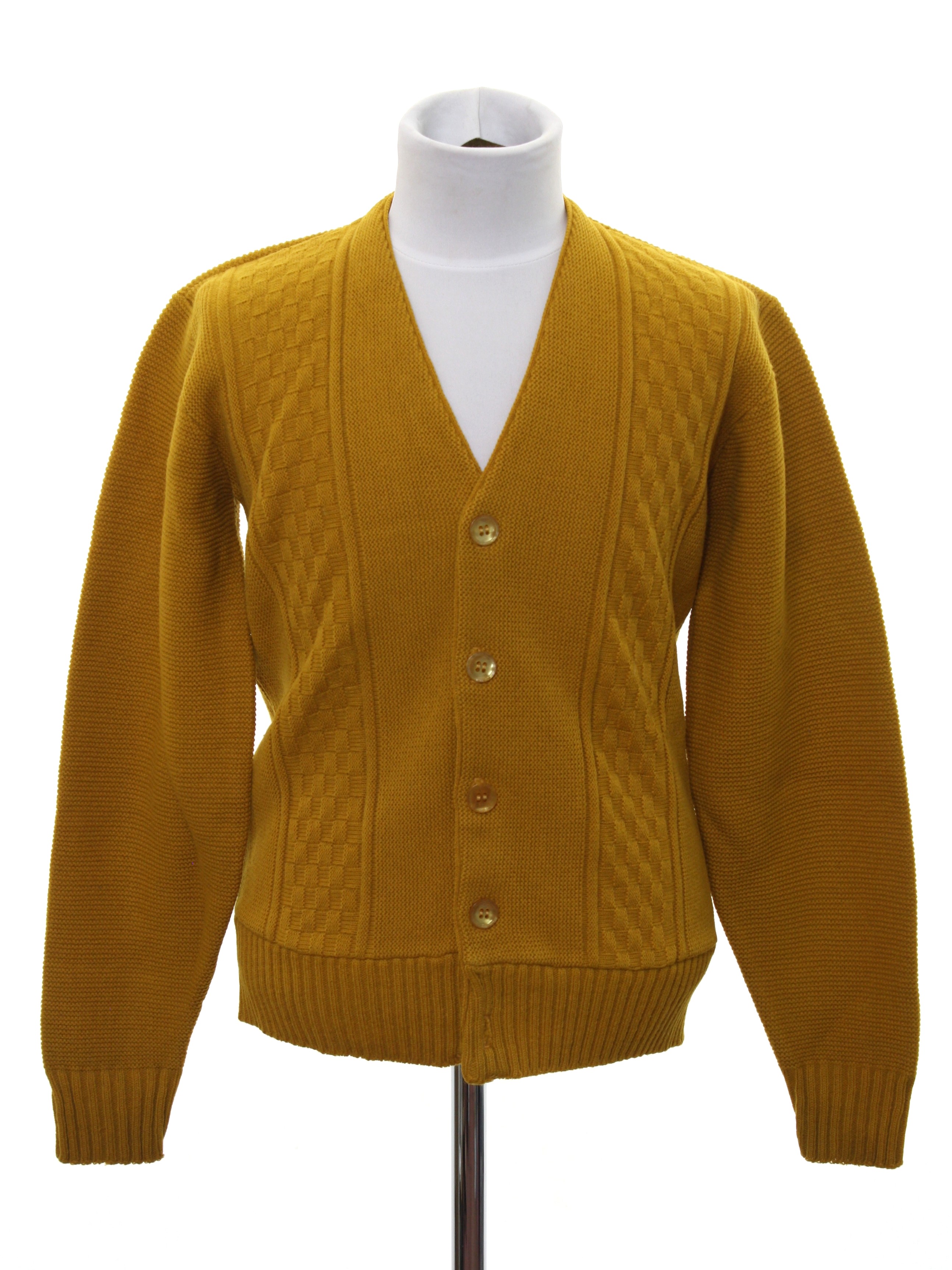 Retro 60's Caridgan Sweater: 60s -Missing Label- Boys mustard yellow ...