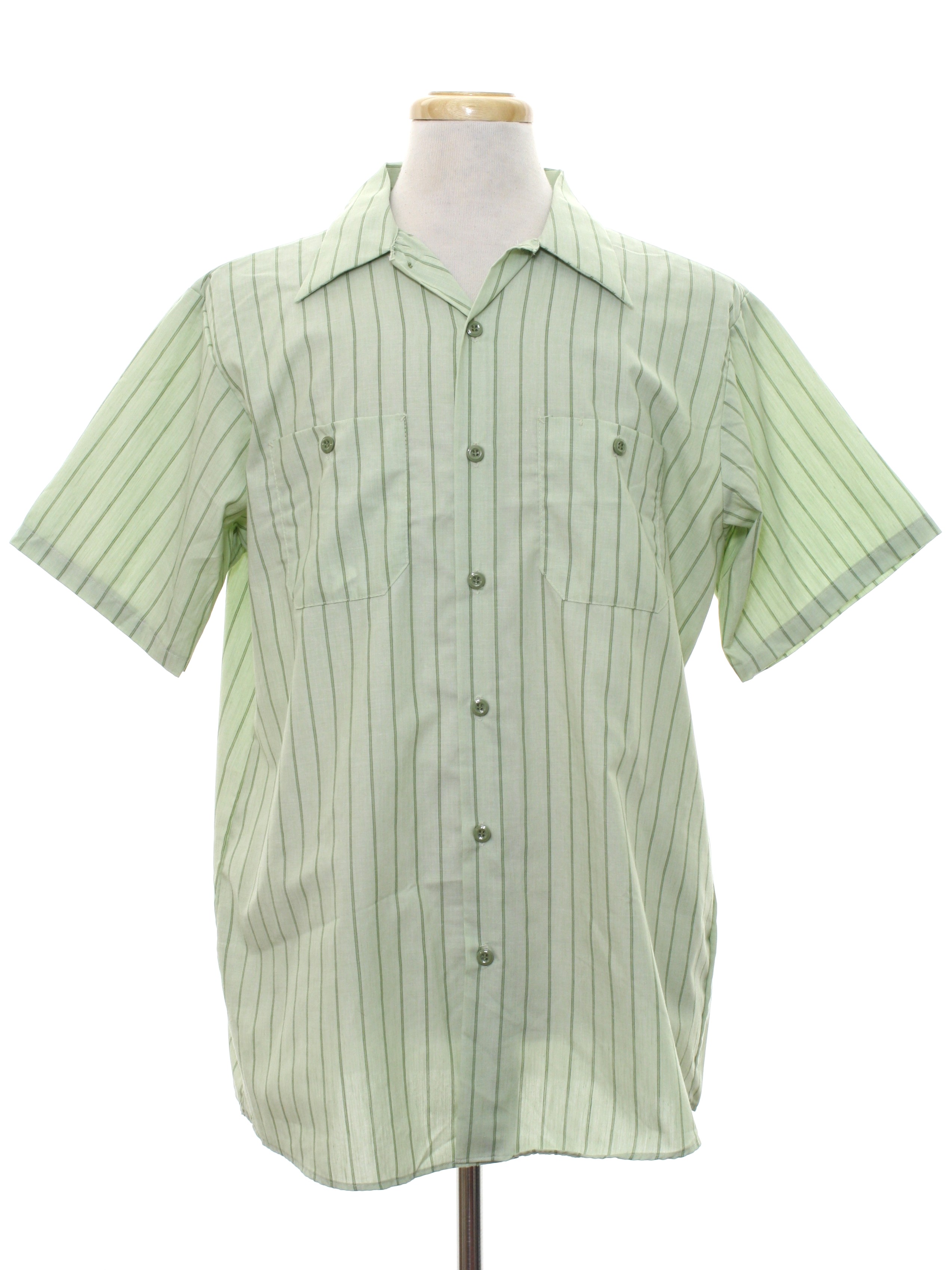 60s Retro Shirt: 60s style (made in 80s) -L-SS- Mens shades of moss ...