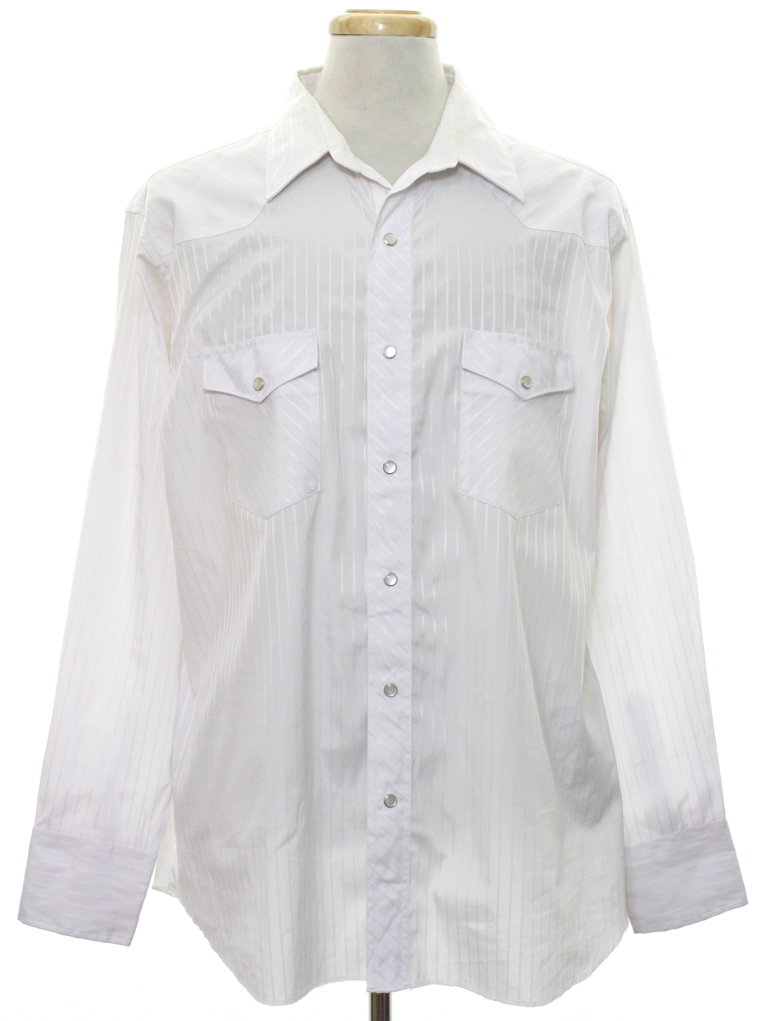 Eighties Wrangler Western Shirt: 80s -Wrangler- Mens white background ...