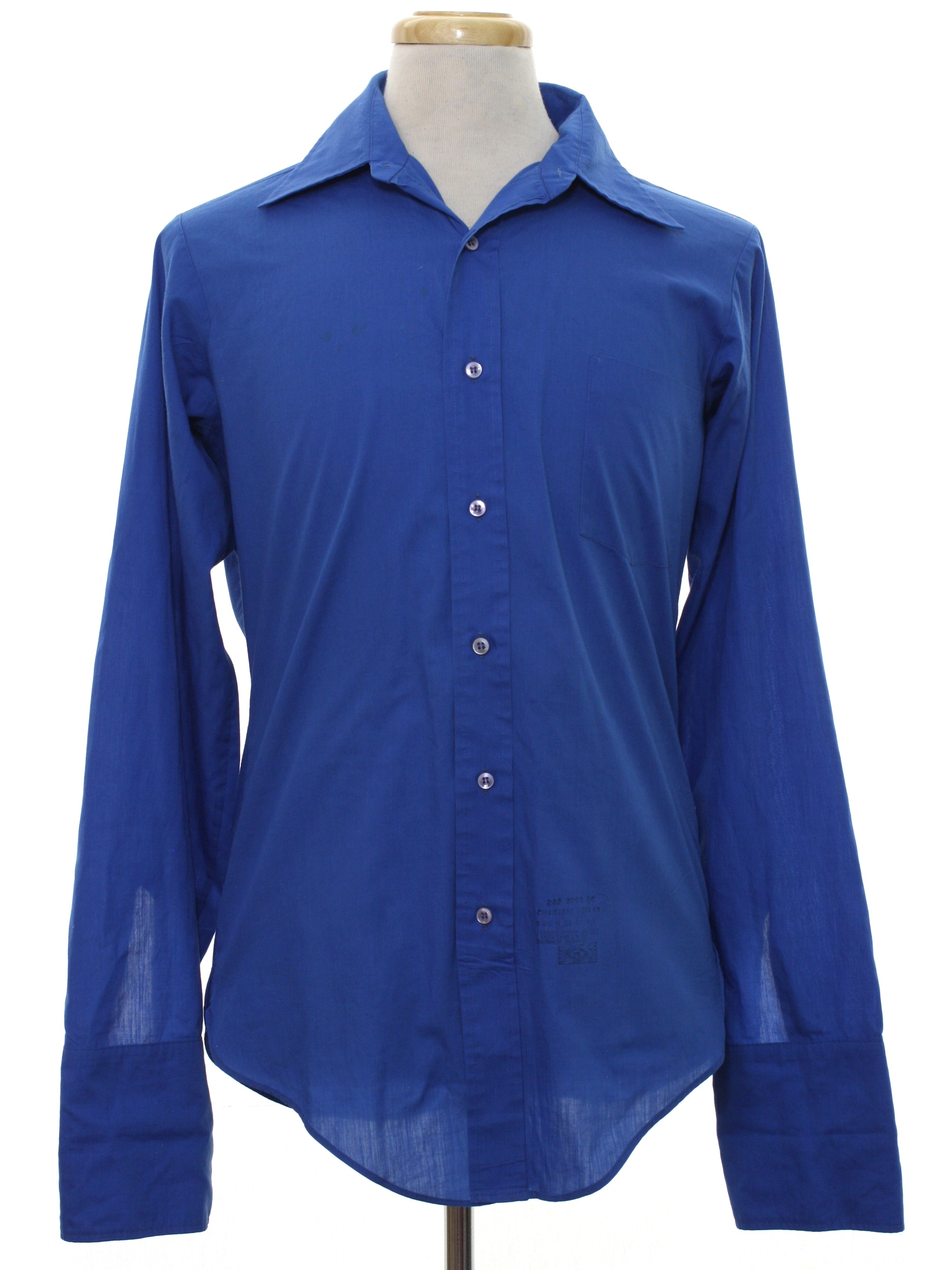 Retro Seventies Shirt: 70s -Tradition- Mens sapphire blue polyester ...