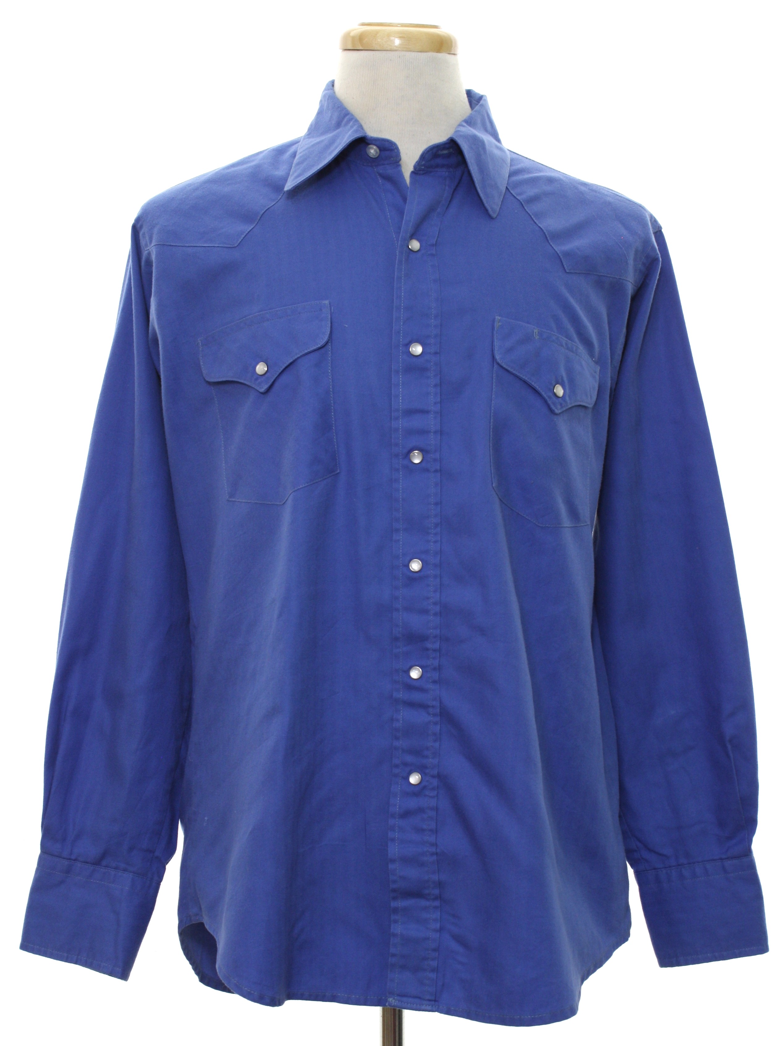 90s Western Shirt (Ruddock): 90s -Ruddock- Mens lake blue polyester ...