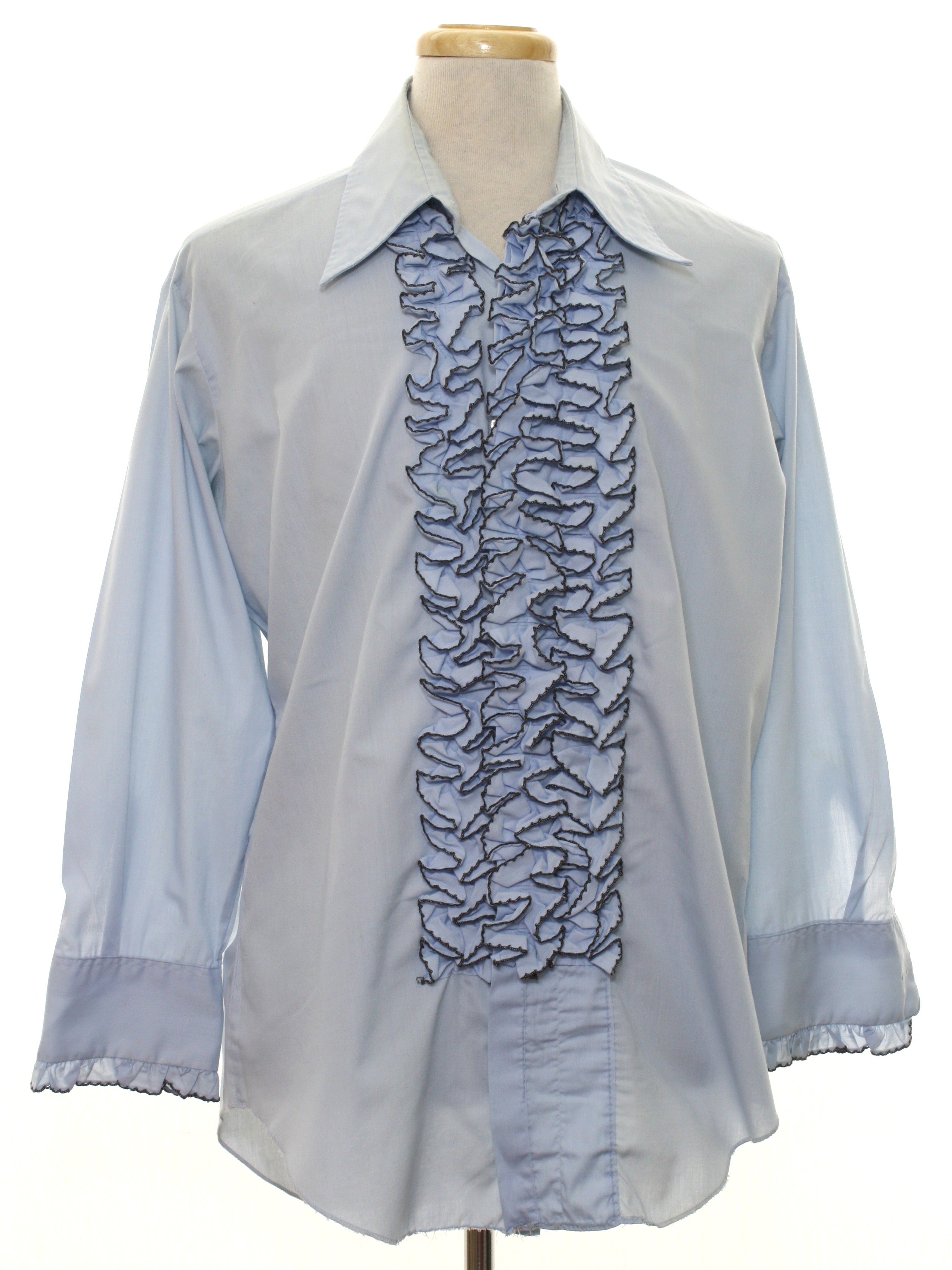 Vintage 70s Shirt: 70s -After Six- Mens light blue background cotton ...