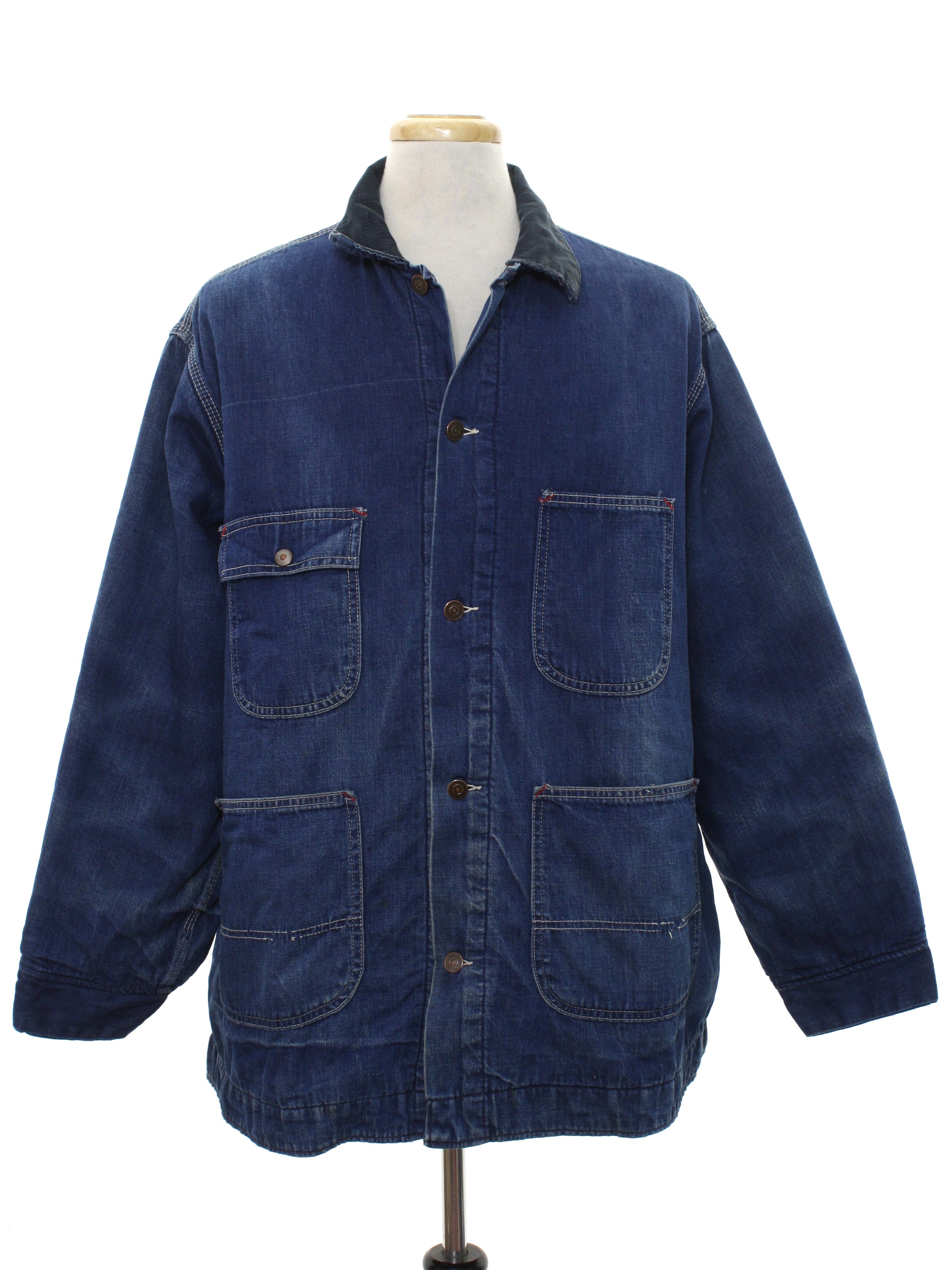 Vintage Sears 60's Jacket: 60s -Sears- Mens dark blue background cotton ...