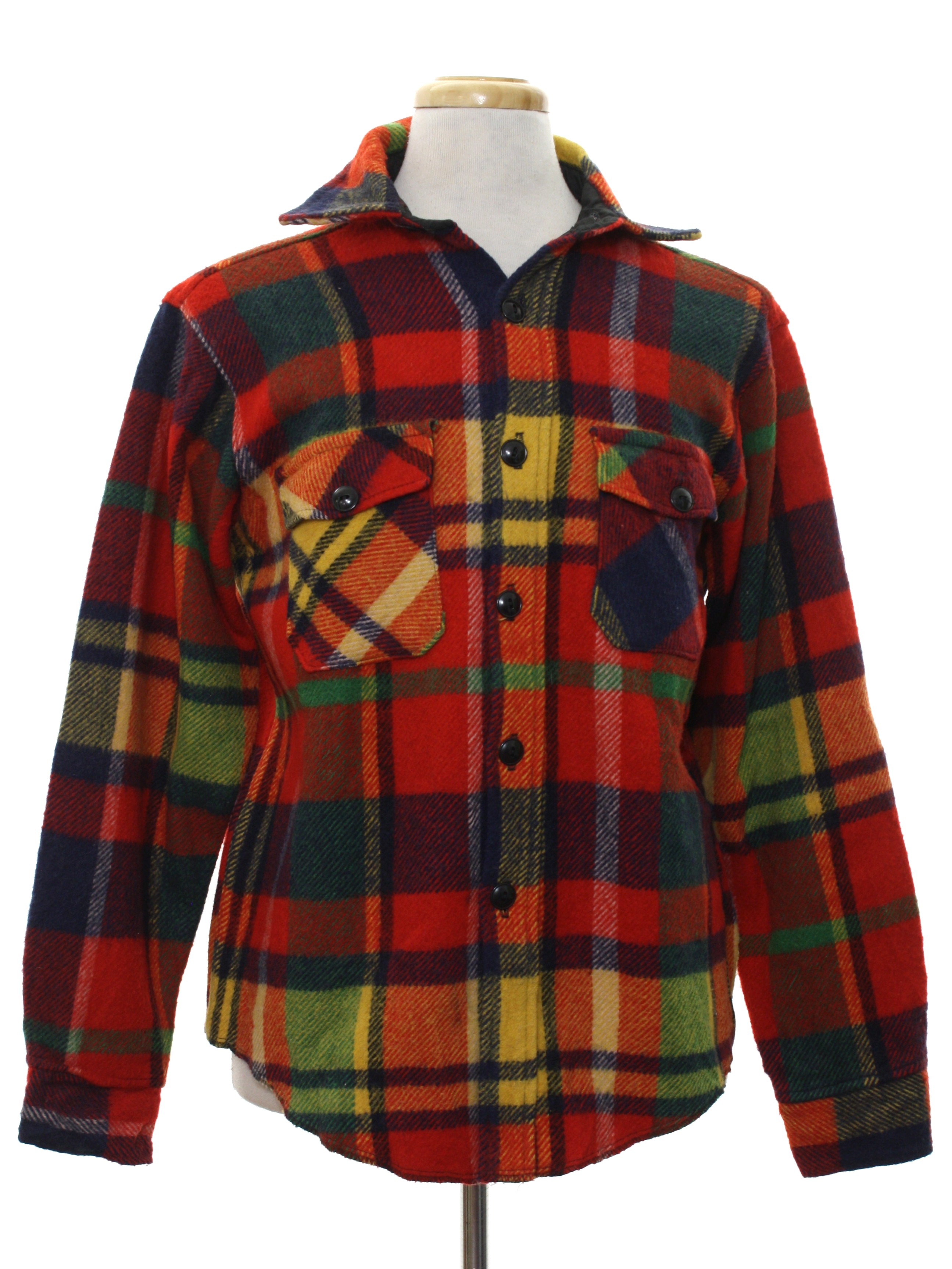 Vintage Melton 60's Jacket: 60s -Melton- Mens red background heavy wool ...