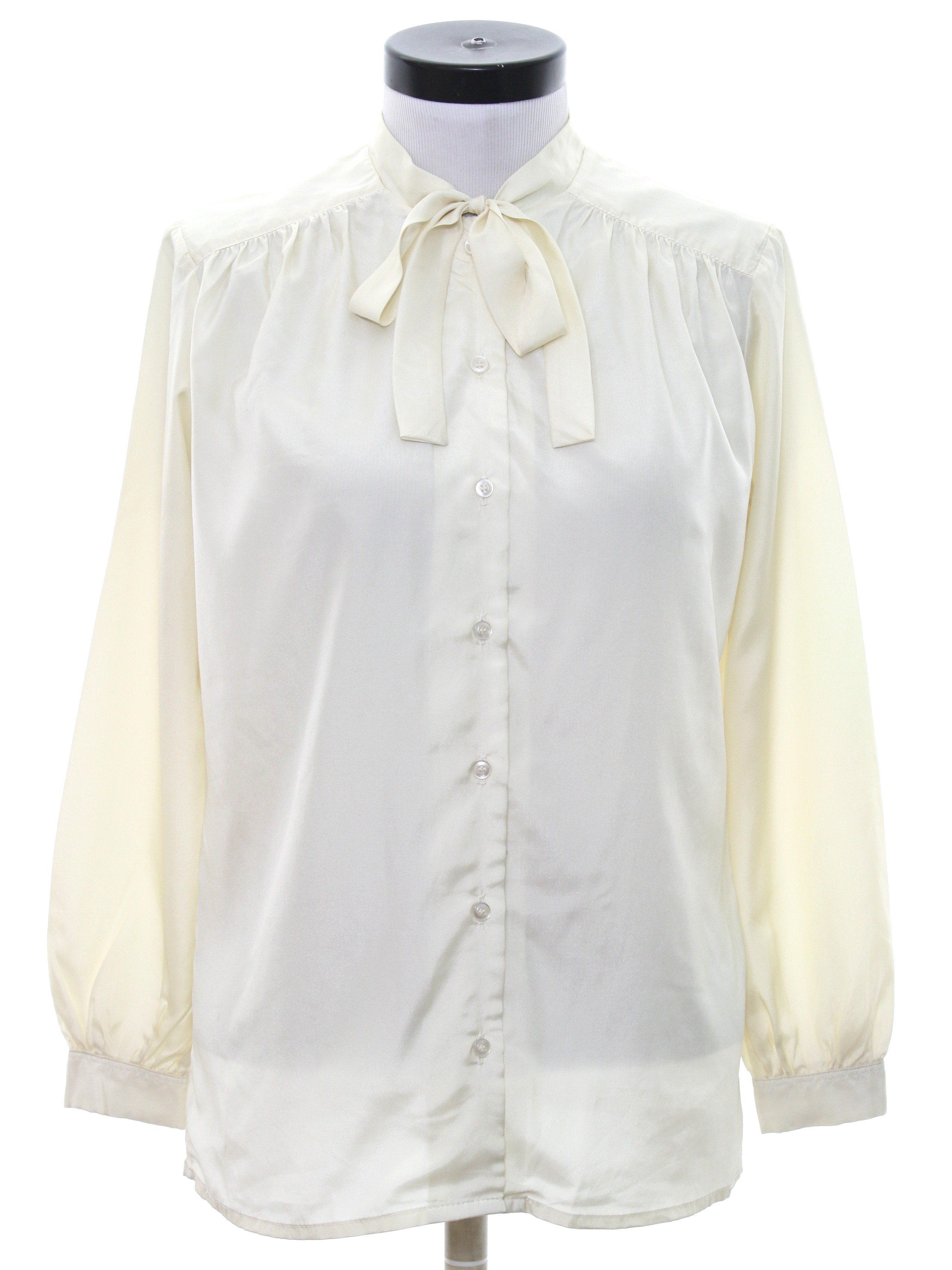 80's Lorch Shirt: 80s -Lorch- Womens ivory sheeny silky polyester ...