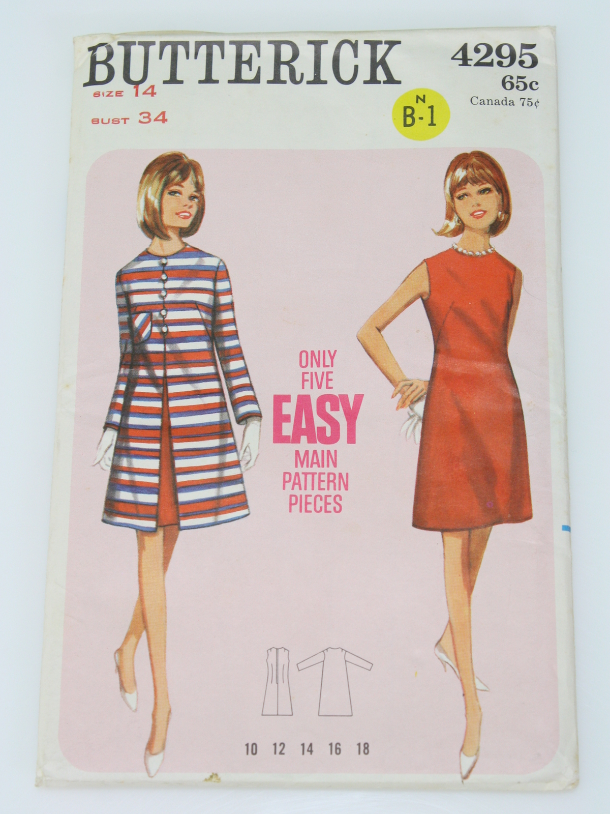 Retro 60s Sewing Pattern (Butterick Pattern No. 4295) : 60s -Butterick ...
