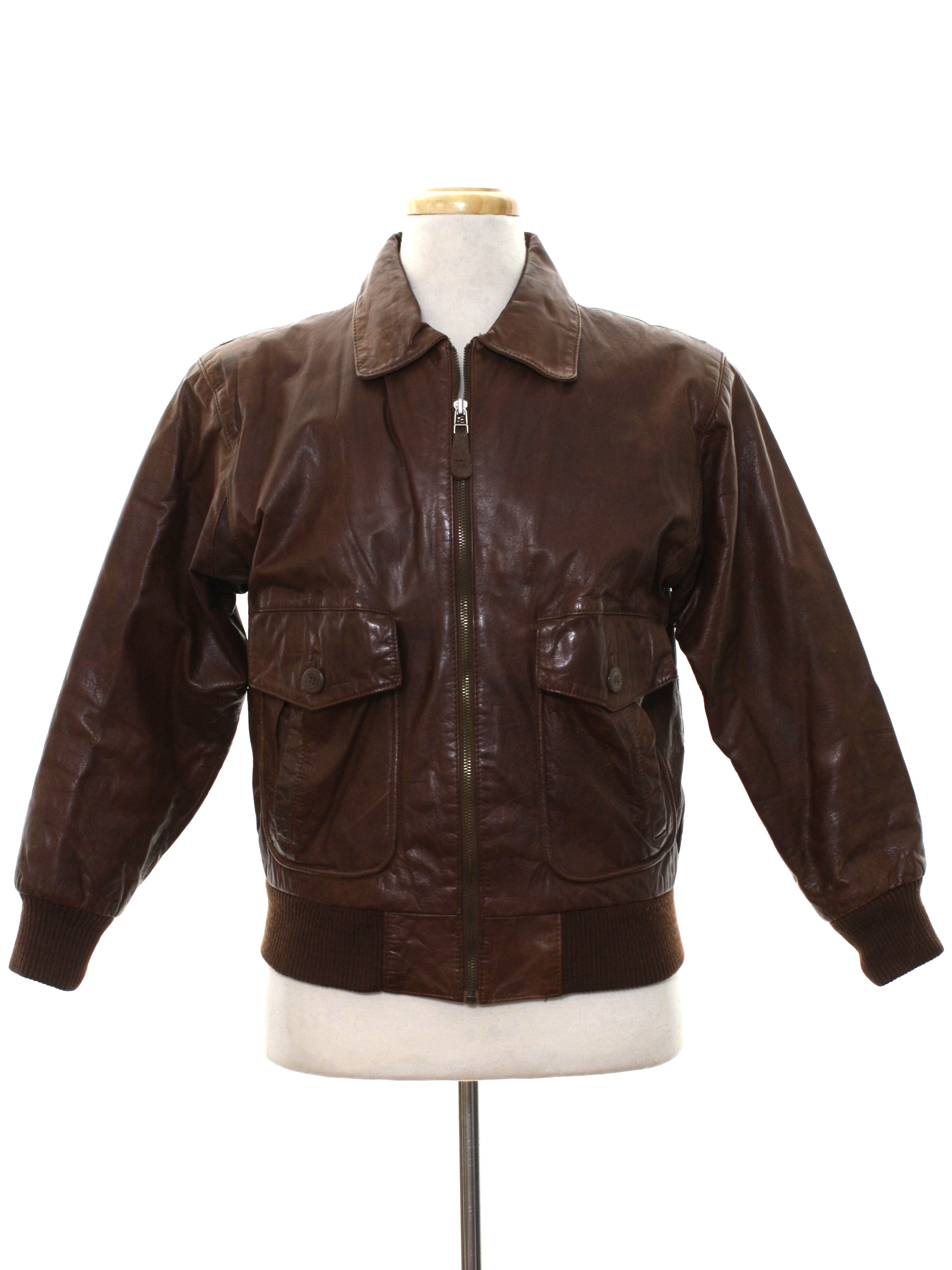 Vintage 1980's Leather Jacket: 80s -Rafferty- Mens dark brown smooth ...