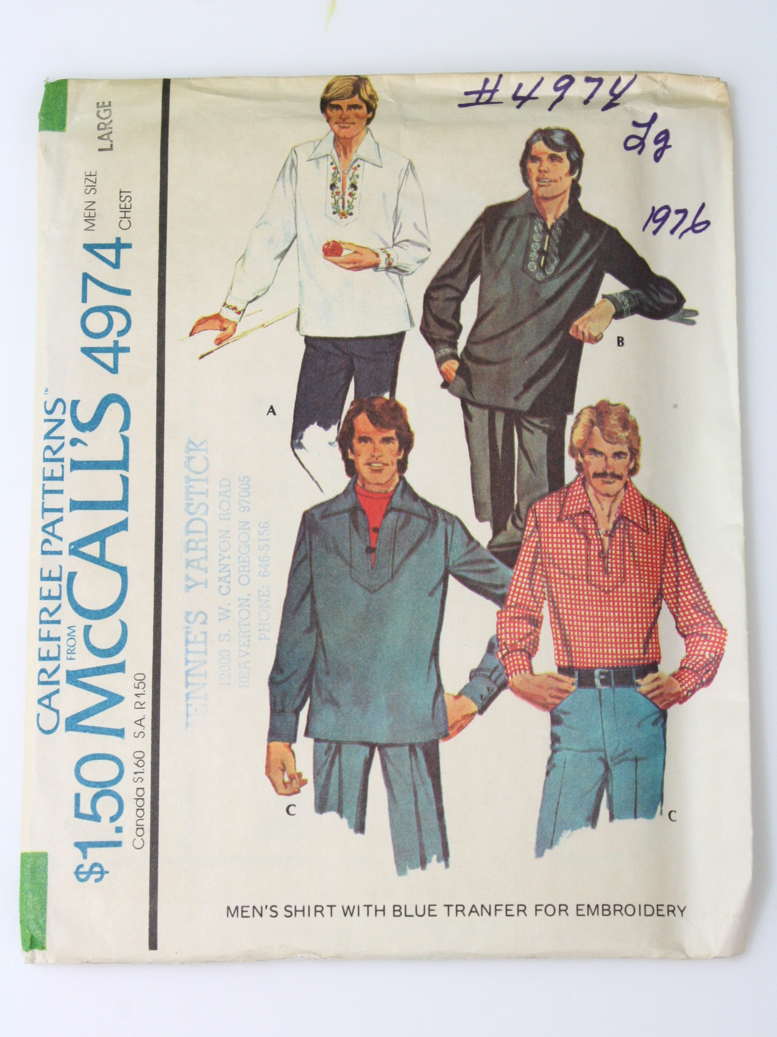 1970's Vintage McCalls Pattern no. 4974 Sewing Pattern: 70s -McCalls ...