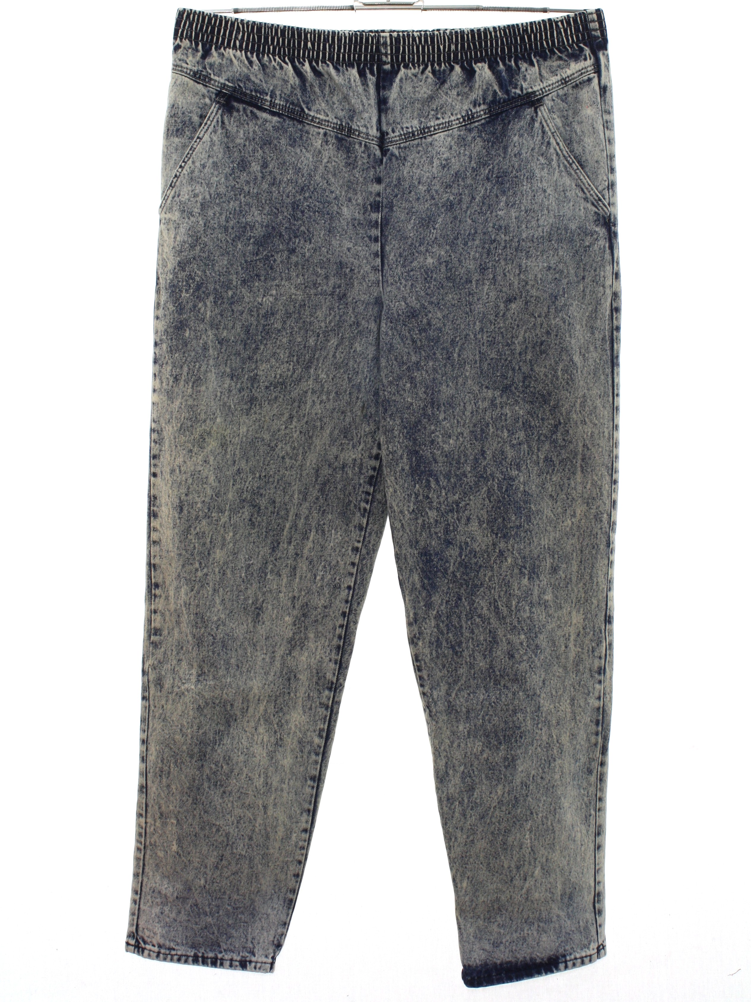 80s Retro Pants: 80s -Bedford Fair- Womens acid washed dark blue cotton ...