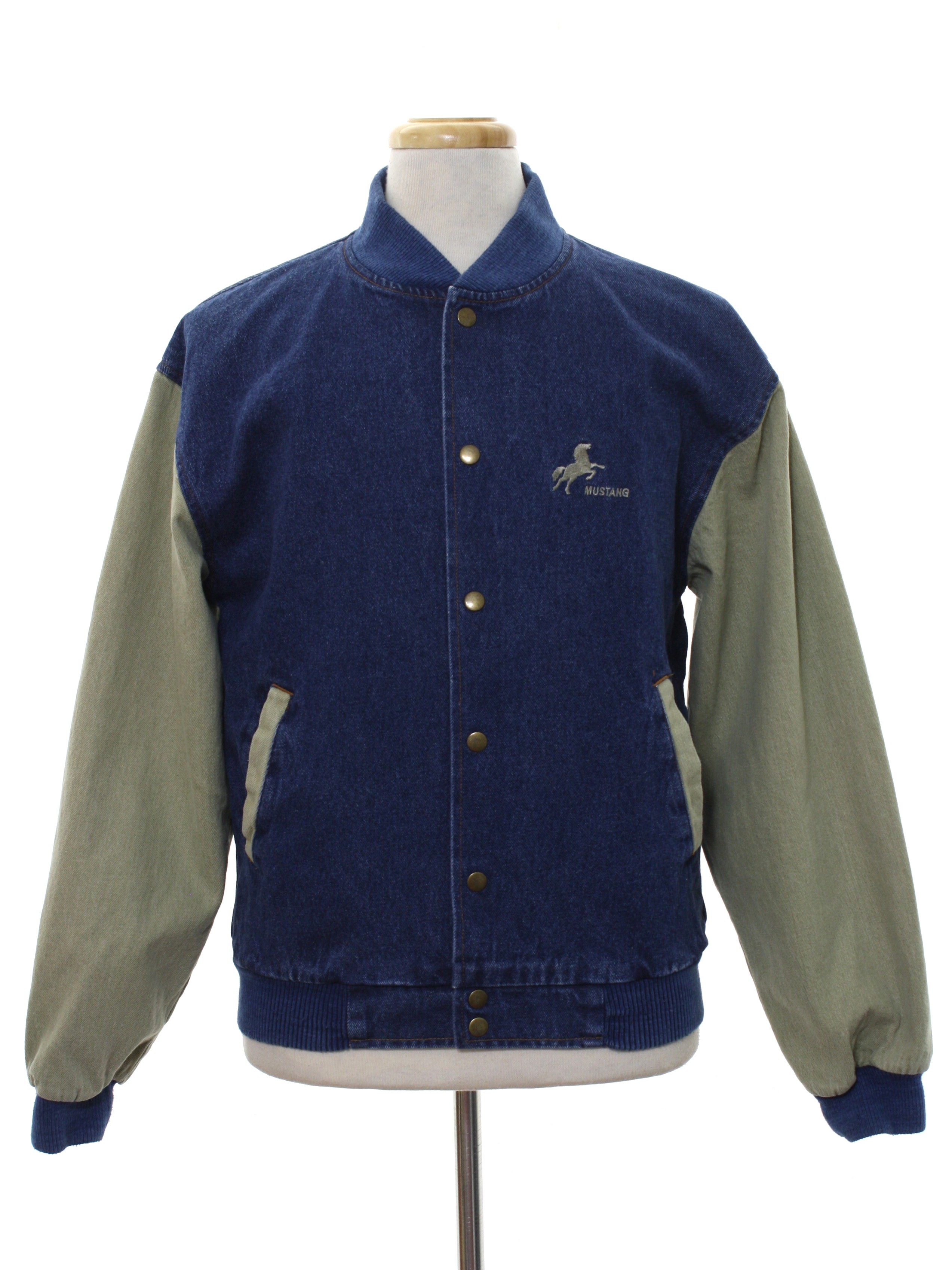 1990's Retro Jacket: 90s or newer -LA Loving- Mens blue and tan ...