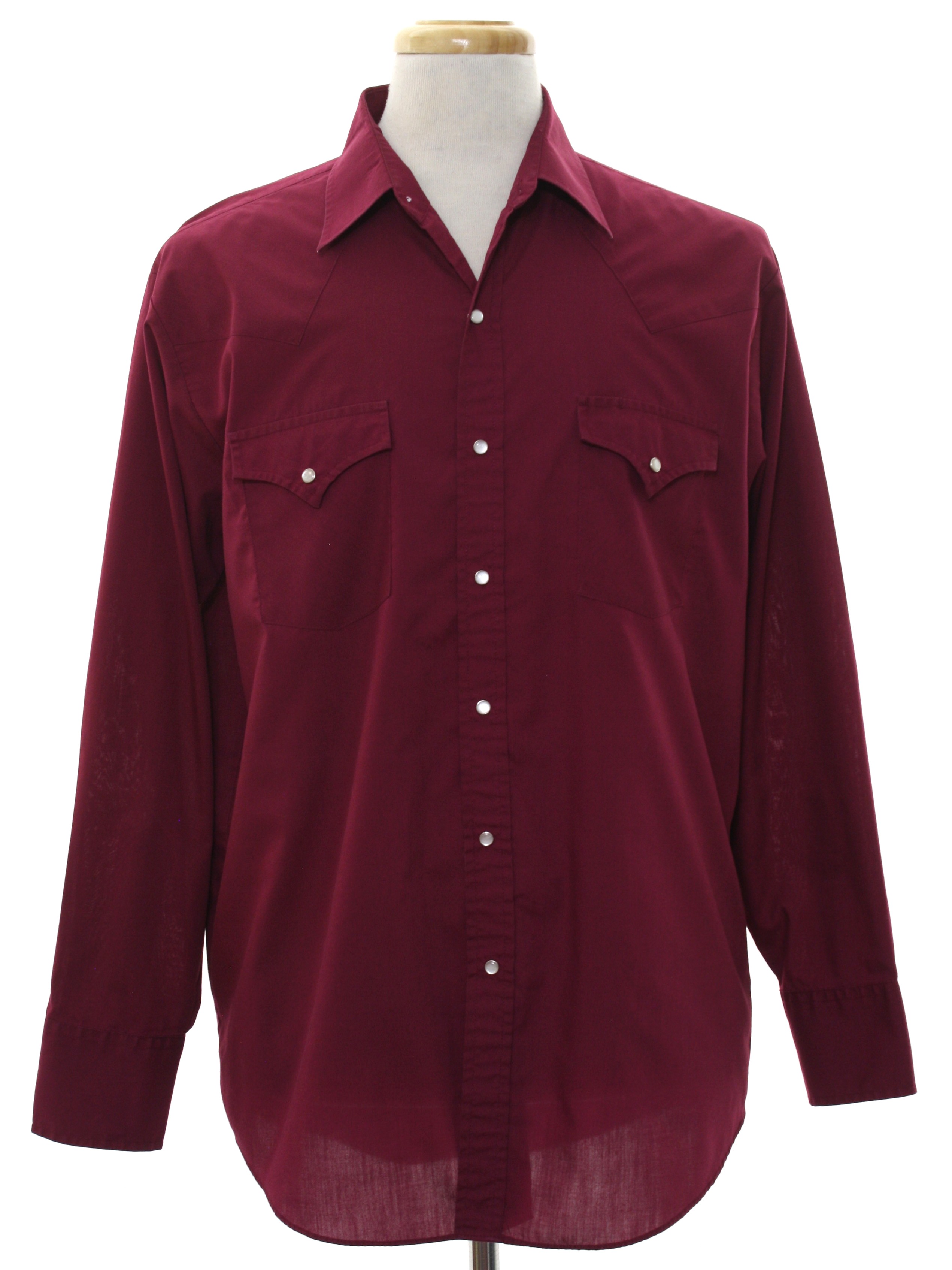 1980s Vintage Western Shirt: 80s -Plains Western Wear- Mens burgundy ...