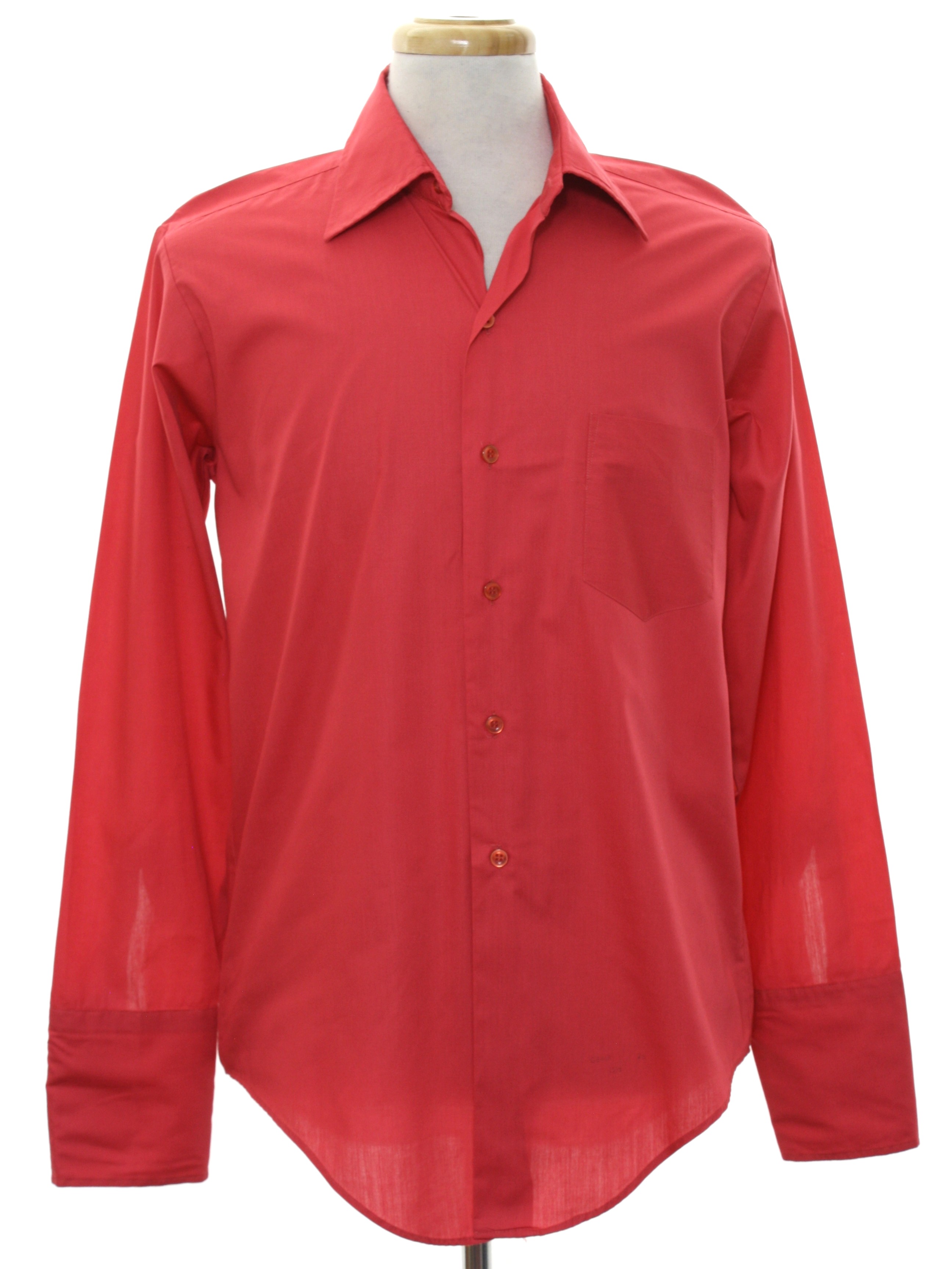 Vintage 1960's Shirt: 60s -Ohrbachs- Mens rose red polyester cotton ...