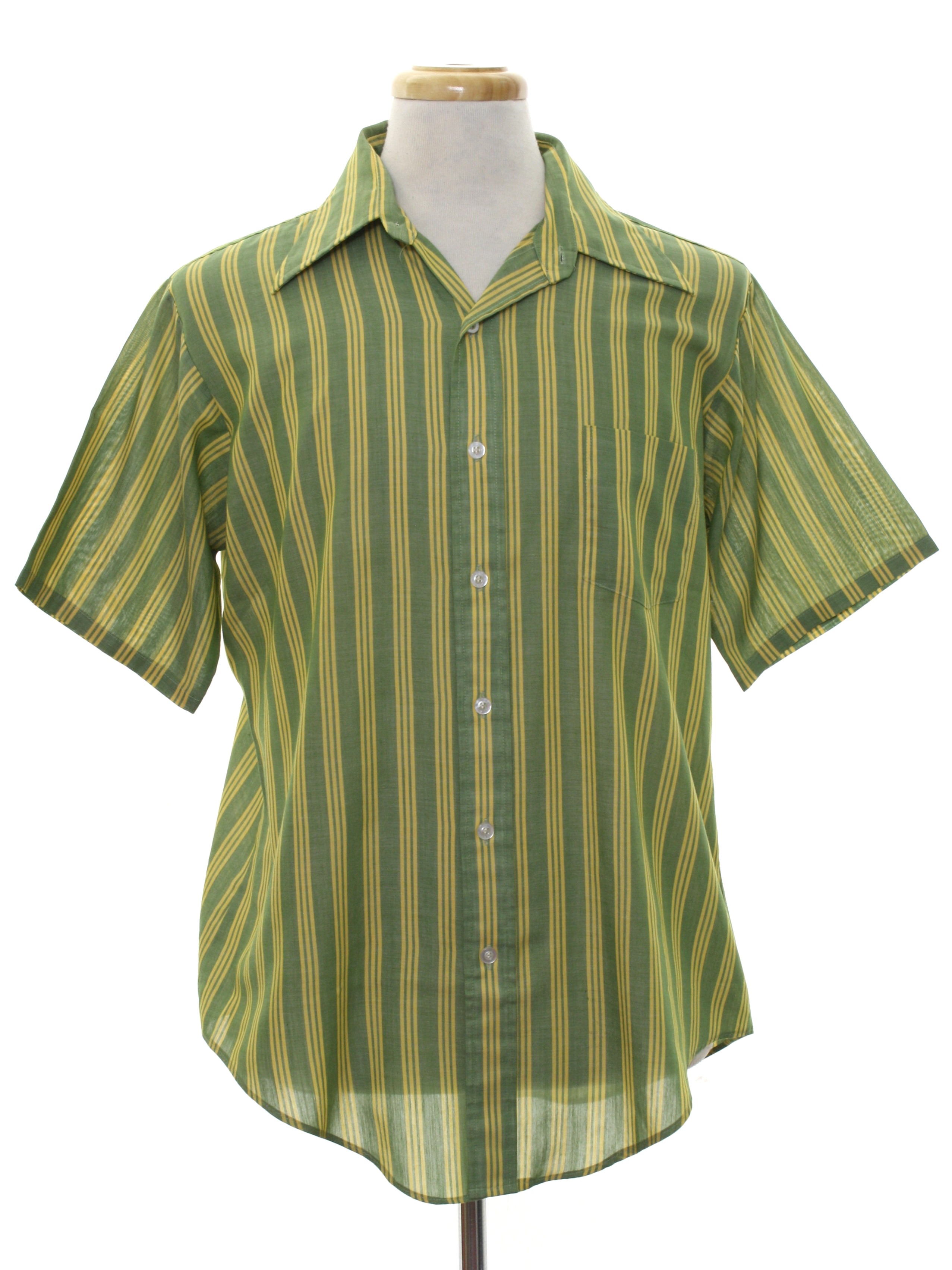 1960's Retro Shirt: 60s -Vanopress 417 V Taper- Mens olive greeen ...