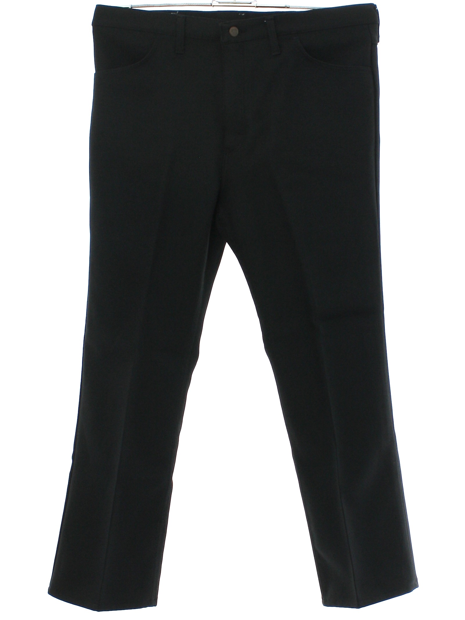 Vintage 1980's Pants: 80s -Wrangler- Mens black polyester doubleknit ...
