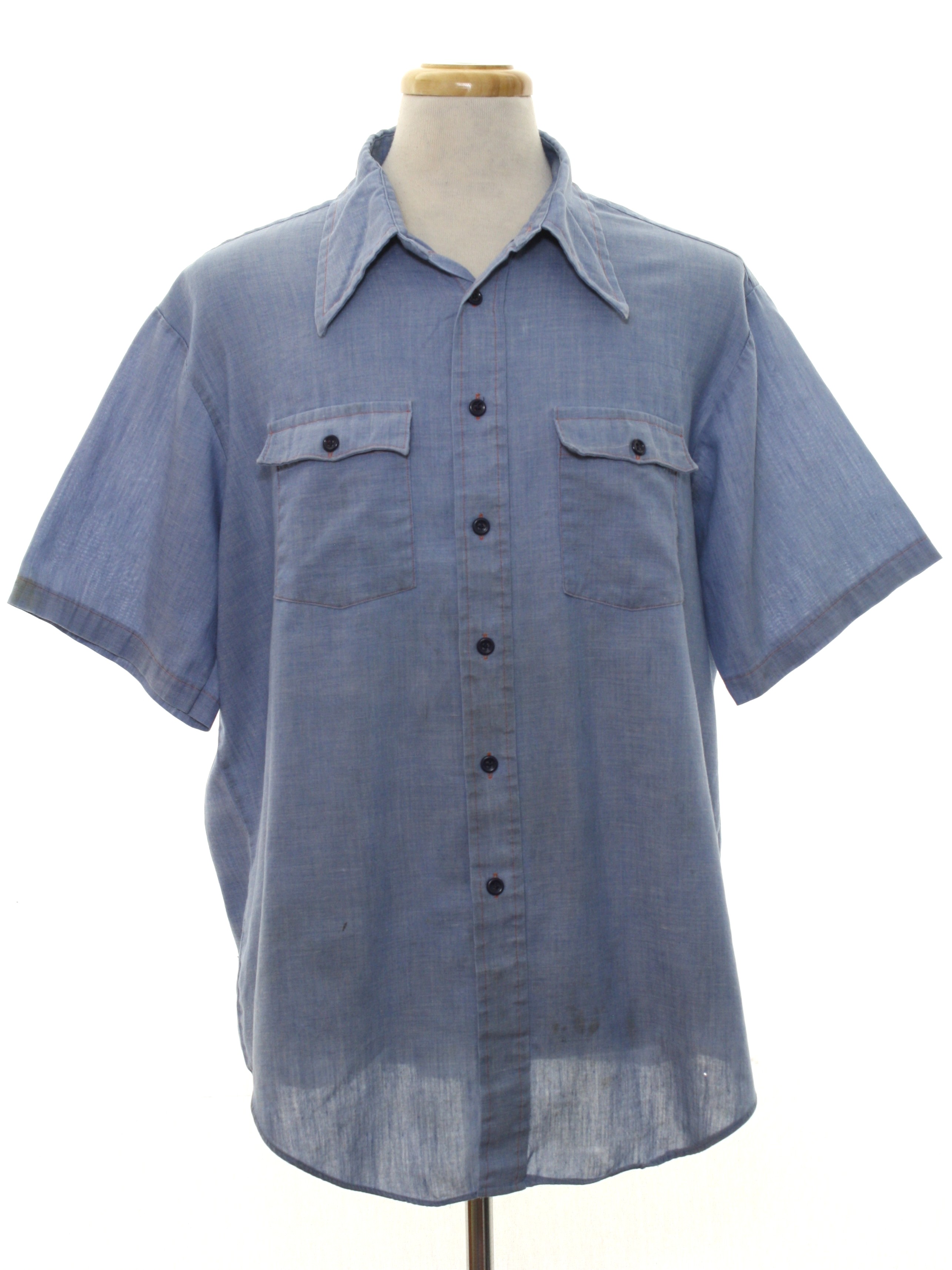 70's Missing Label Western Shirt: 70s -Missing Label- Mens chambray ...