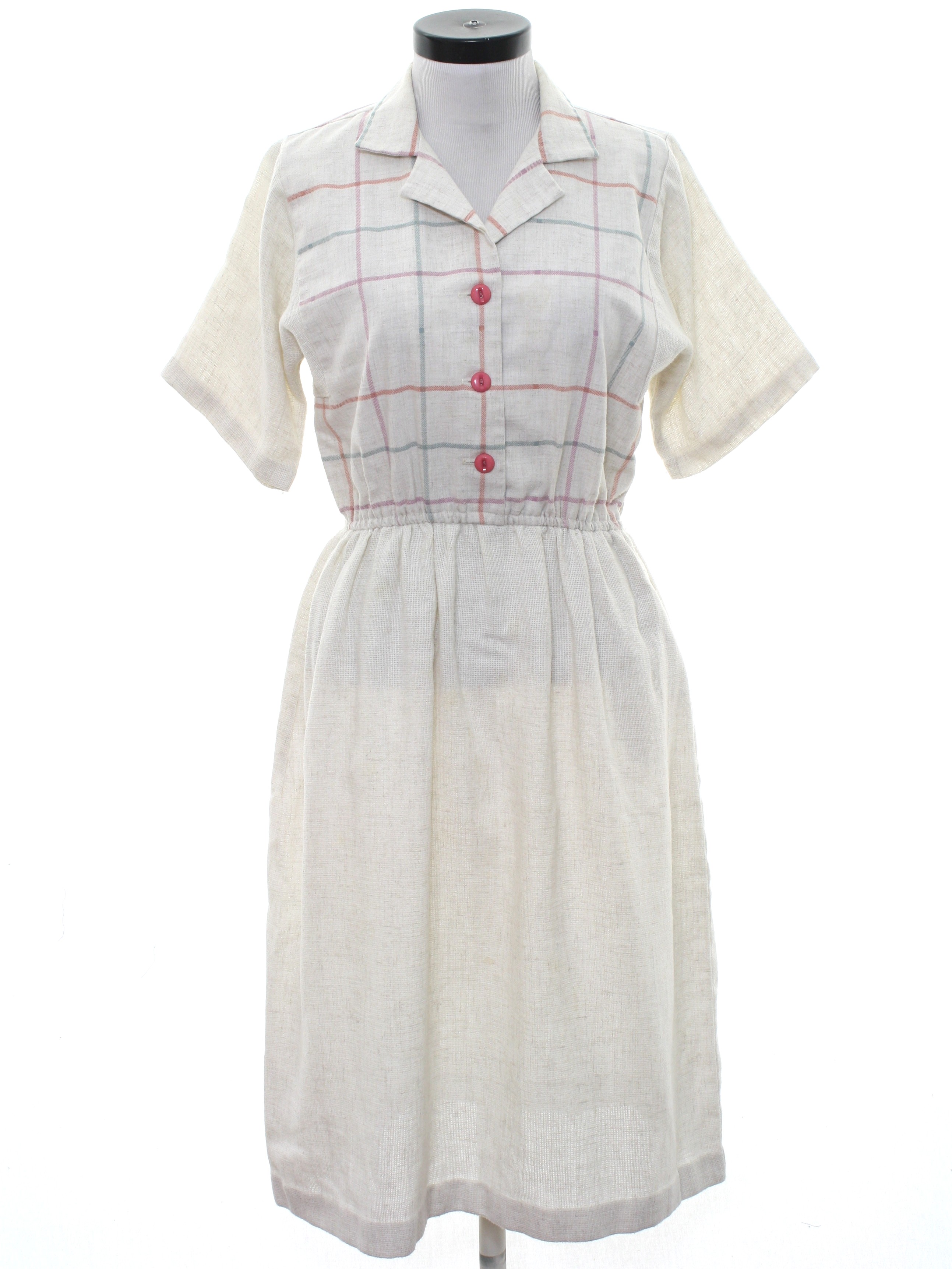 Brenner 80's Vintage Dress: 80s -Brenner- Womens cream background ...