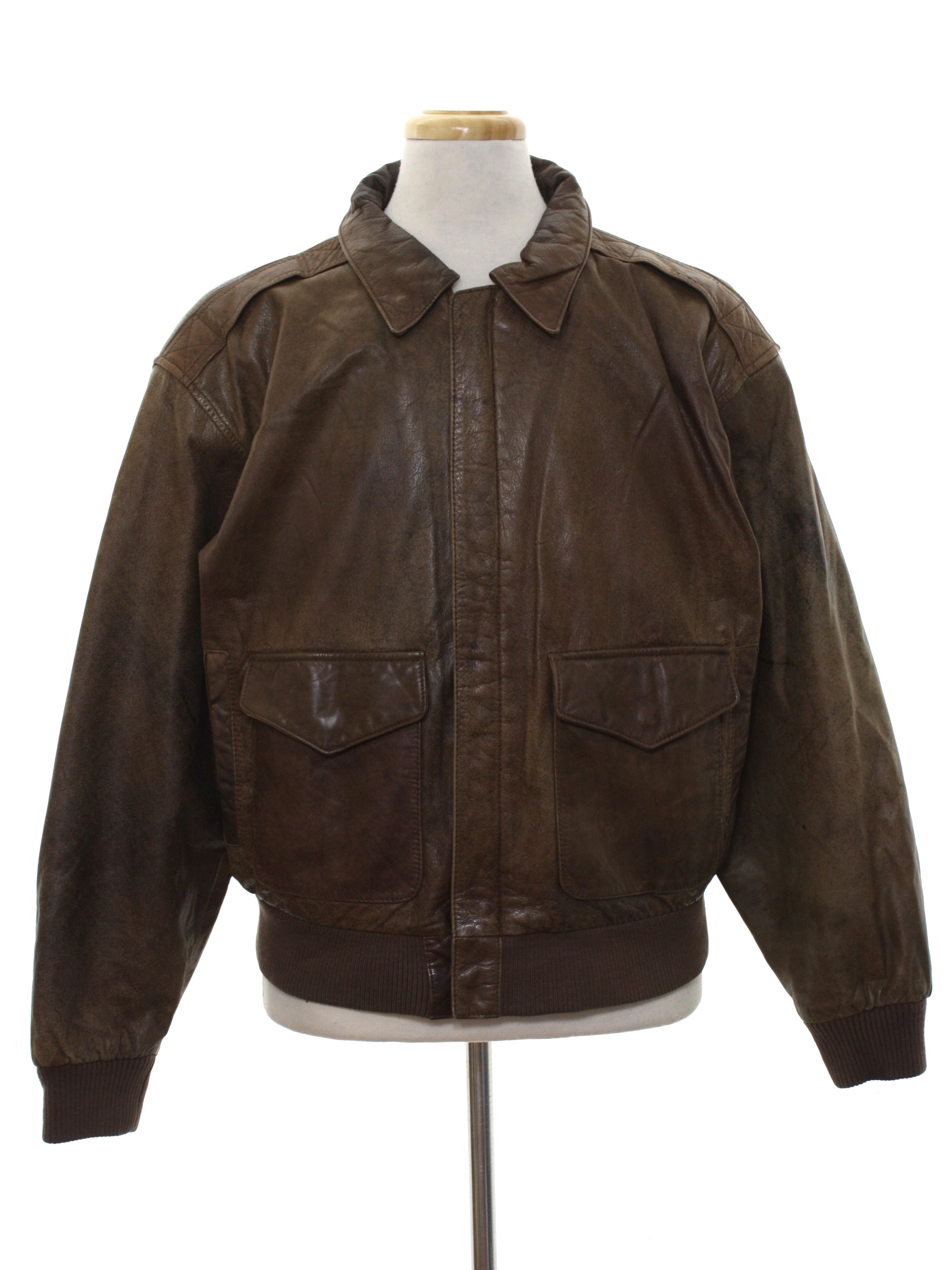 80s Retro Leather Jacket: 80s -G III Global Identity- Mens distressed ...