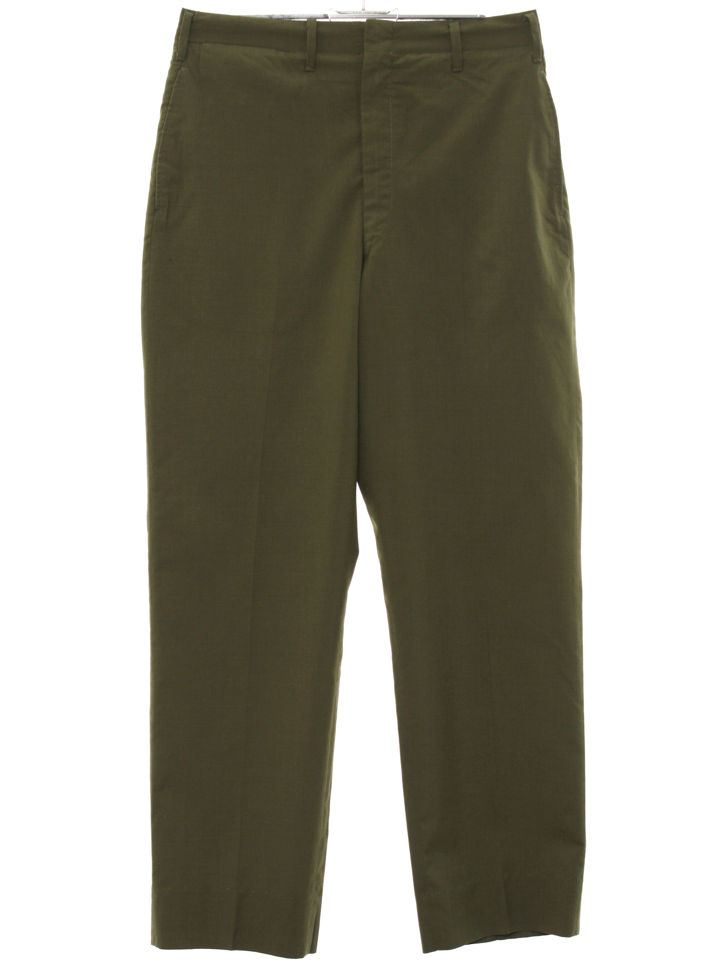 Vintage 1960's Pants: 60s -Missing Label- Mens khaki green solid ...