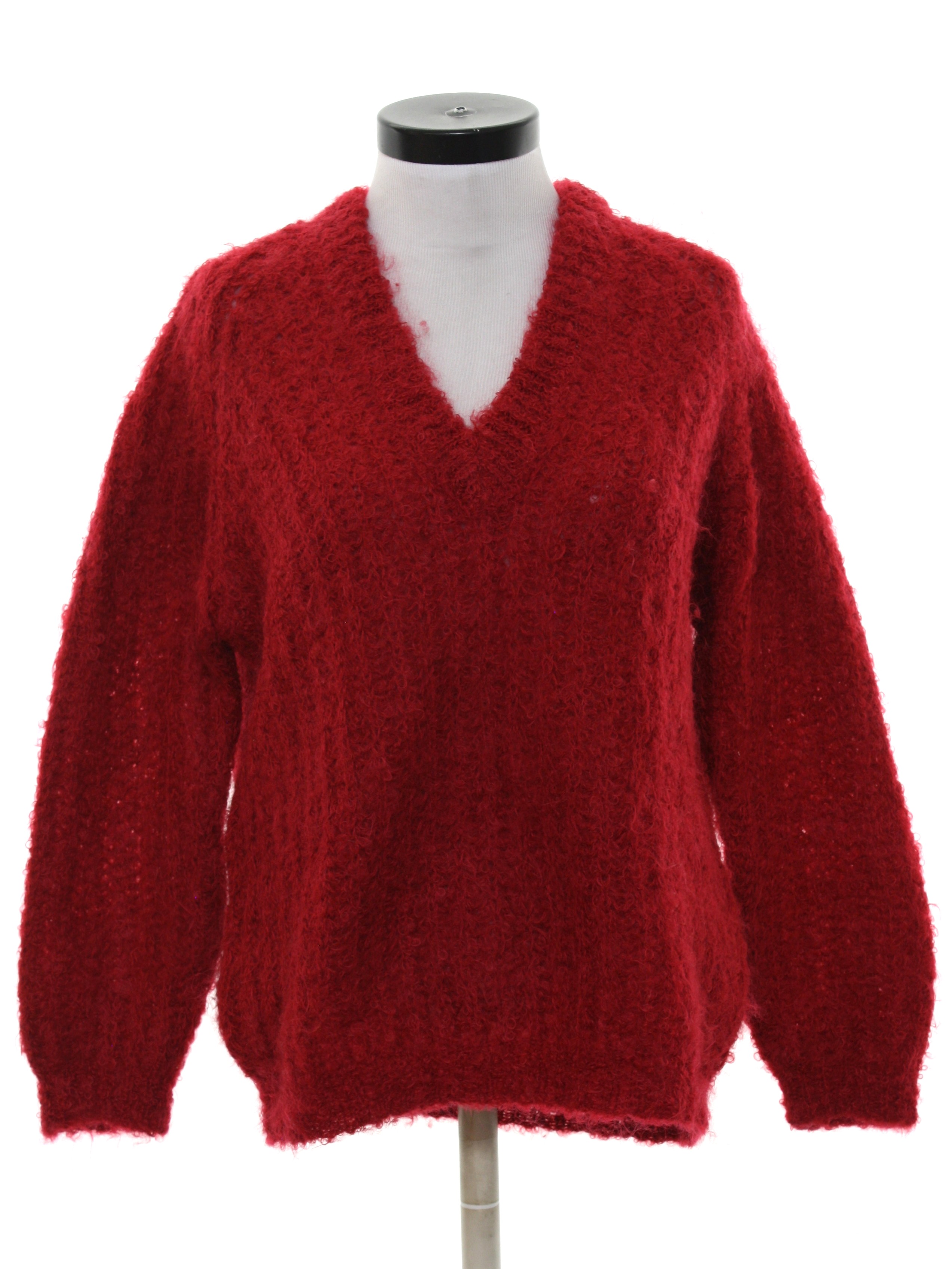 身幅58cm【Vintage】50s mohair wool Vneck knit