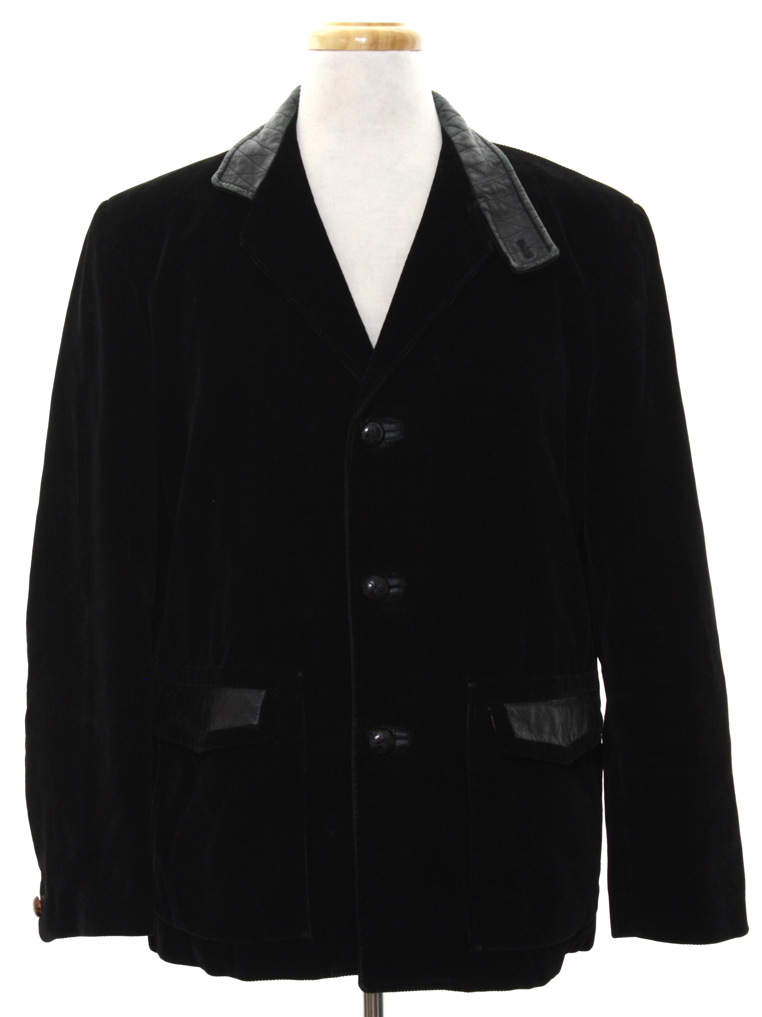 1960's Retro Jacket: 60s -Cortefiel- Mens black background cotton ...