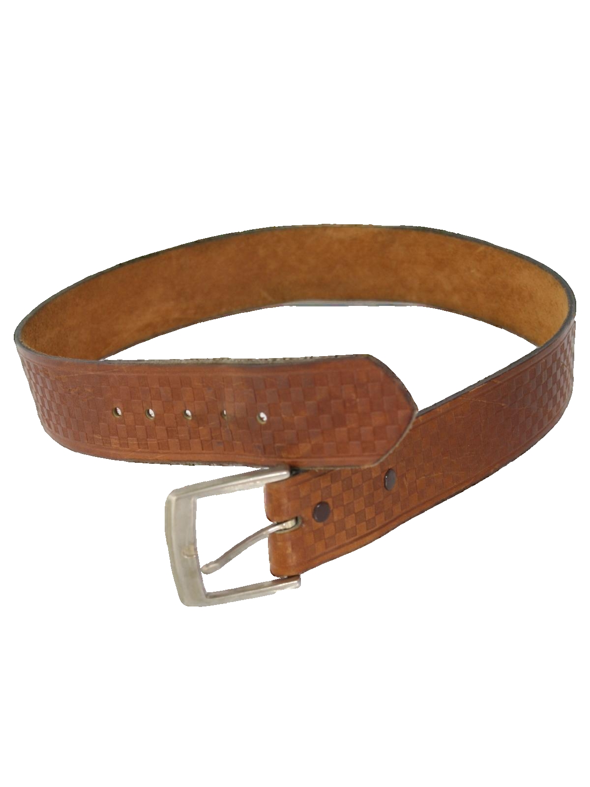Other, Brown Checkered Leather Belt