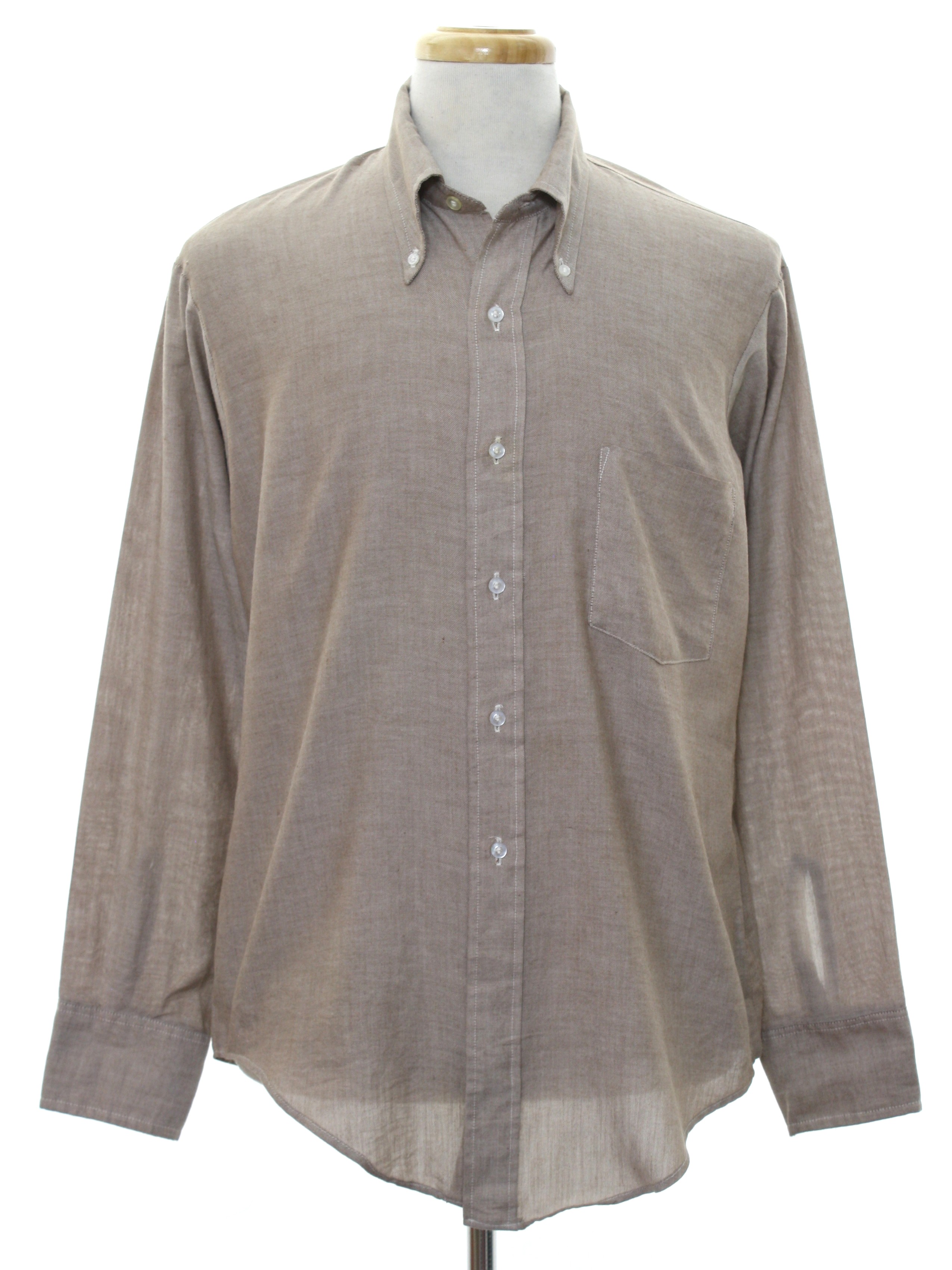 70's Van Heusen 417 Shirt: 70s -Van Heusen 417- Mens hazy mocha brown ...