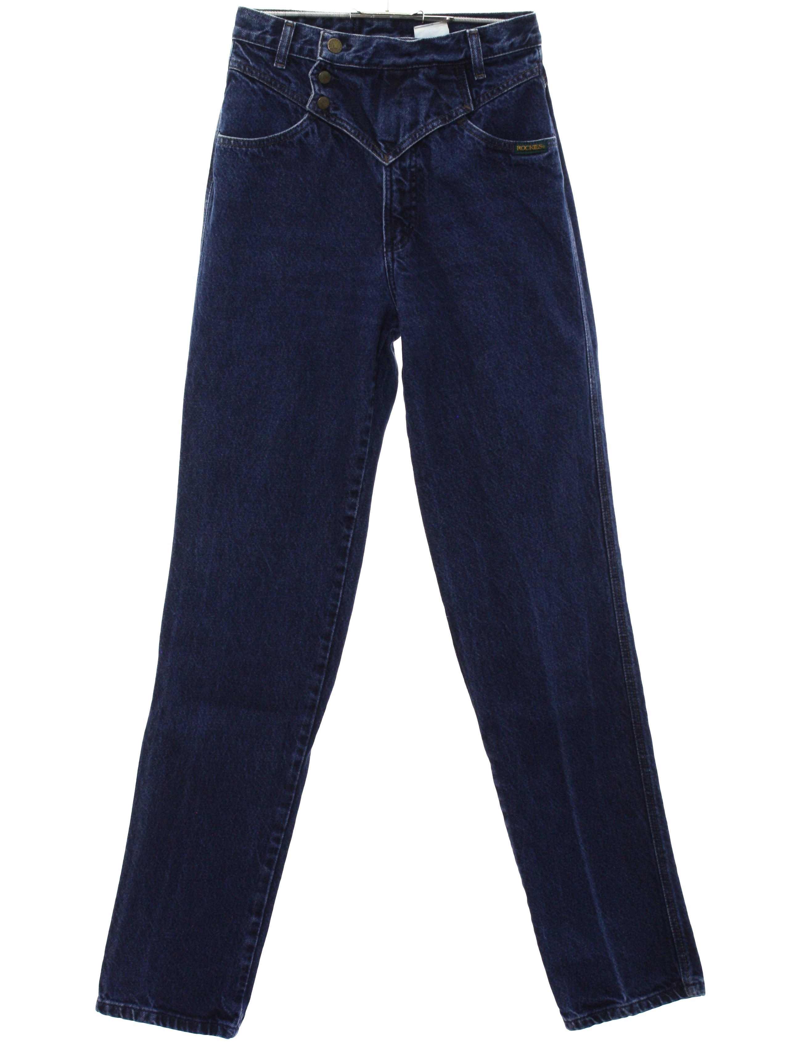1990's Retro Pants: 90s -Rockies- Womens dark blue cotton denim tapered ...