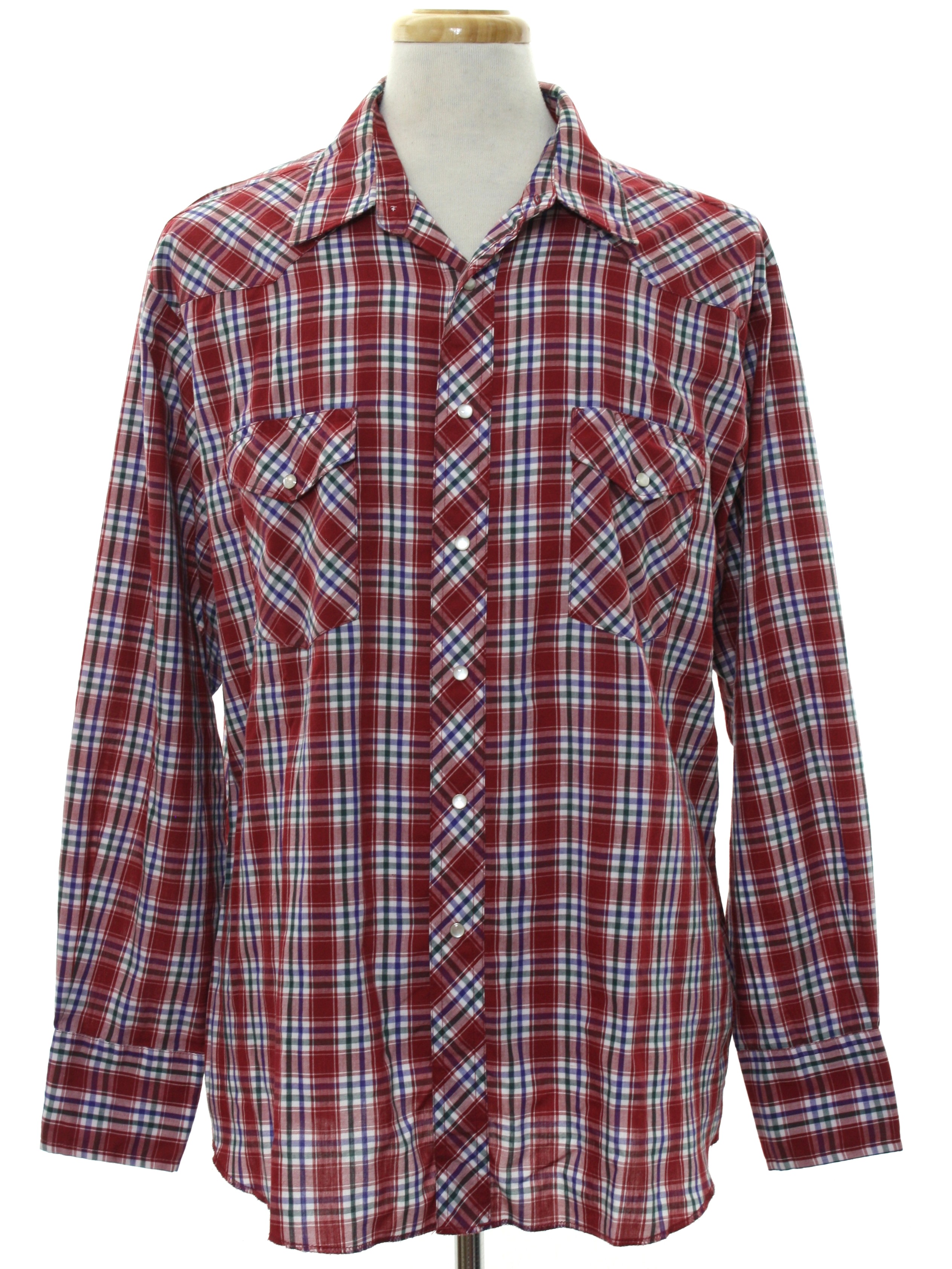 Vintage Rustler Nineties Western Shirt: 90s -Rustler- Mens red, white ...