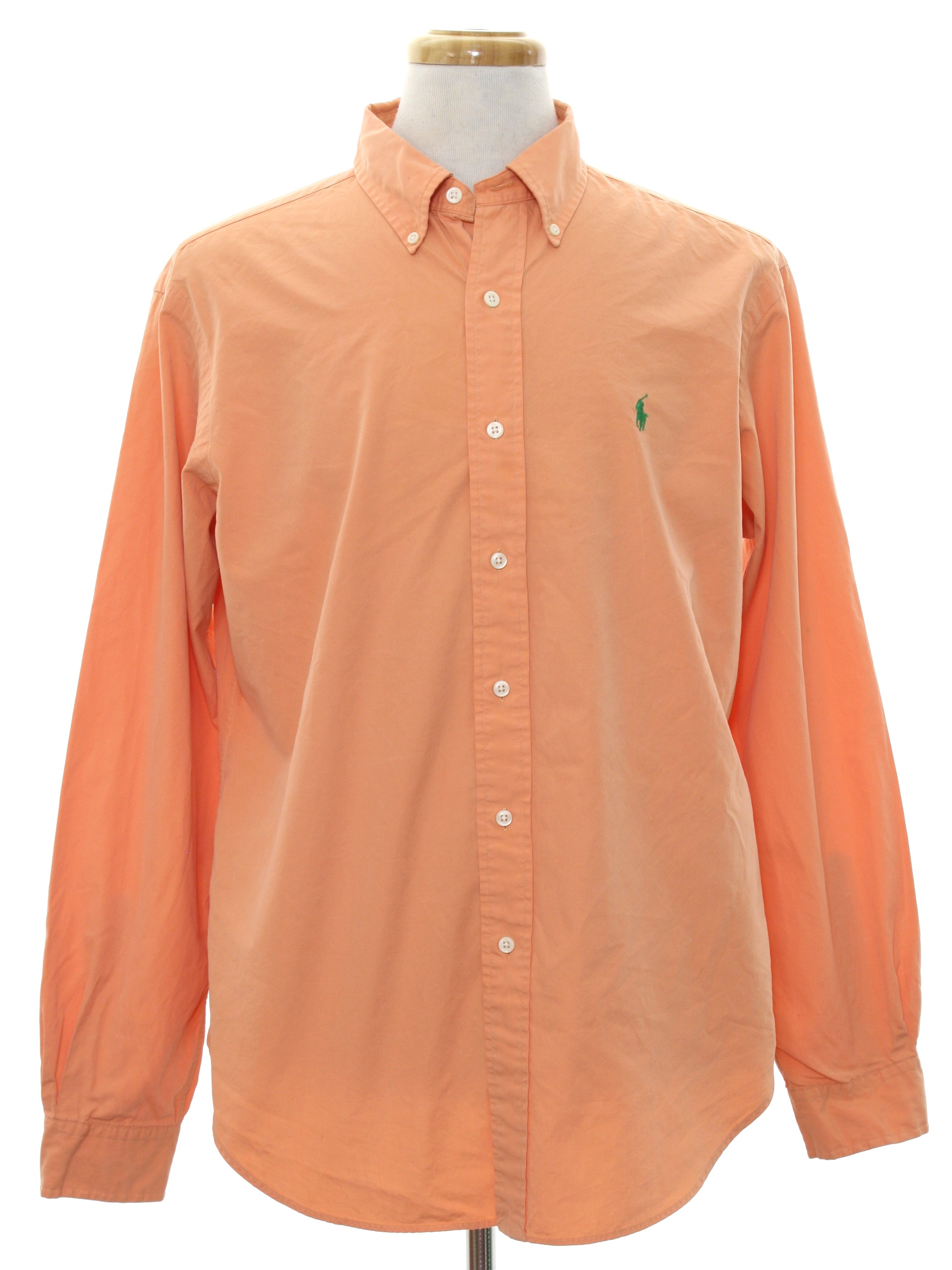 80s Retro Shirt: 80s -Ralph Lauren- Mens dusty peach cotton button cuff ...
