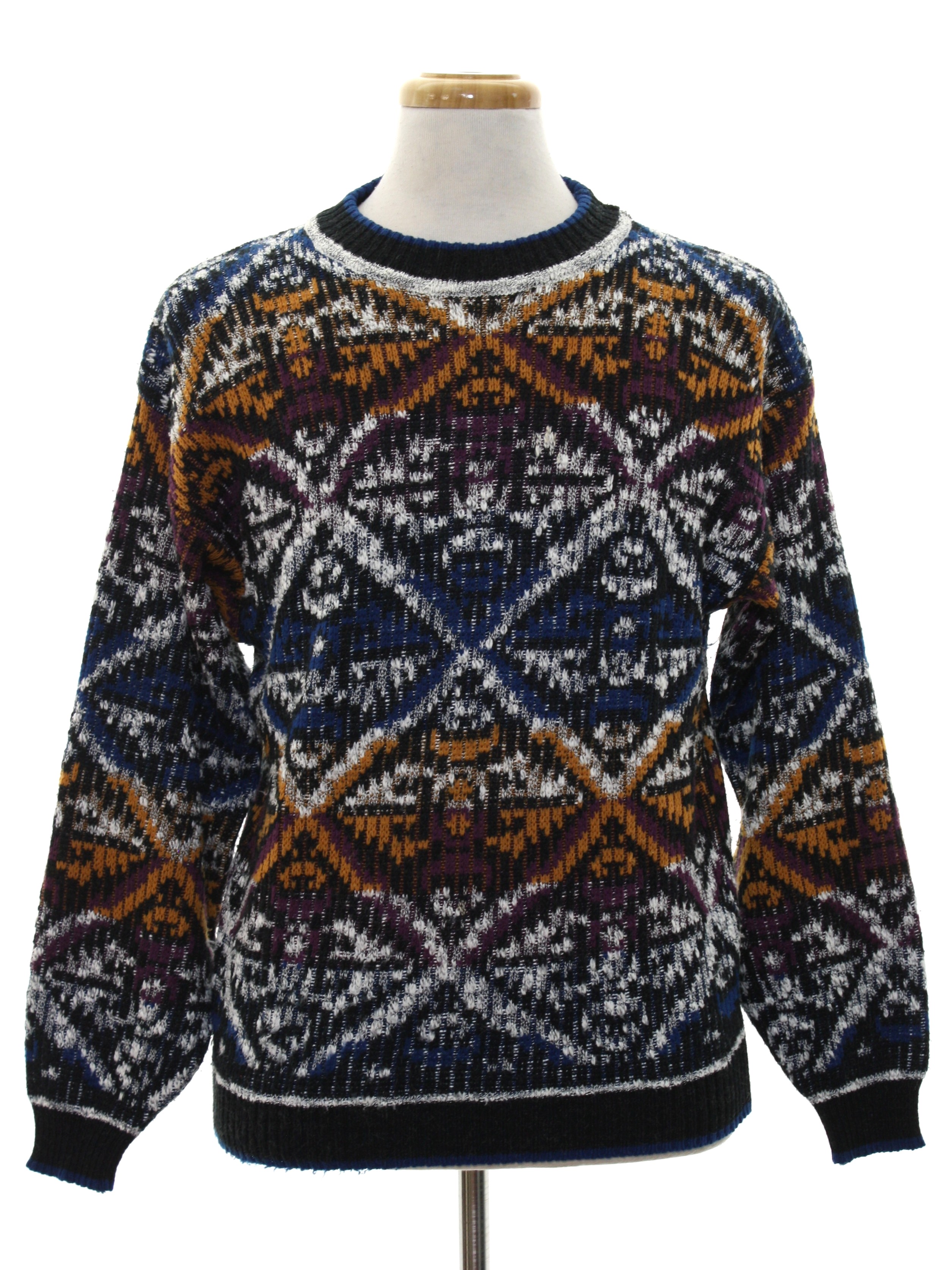 Adam Sloane 80's Vintage Sweater: 80s -Adam Sloane-- Mens black with ...