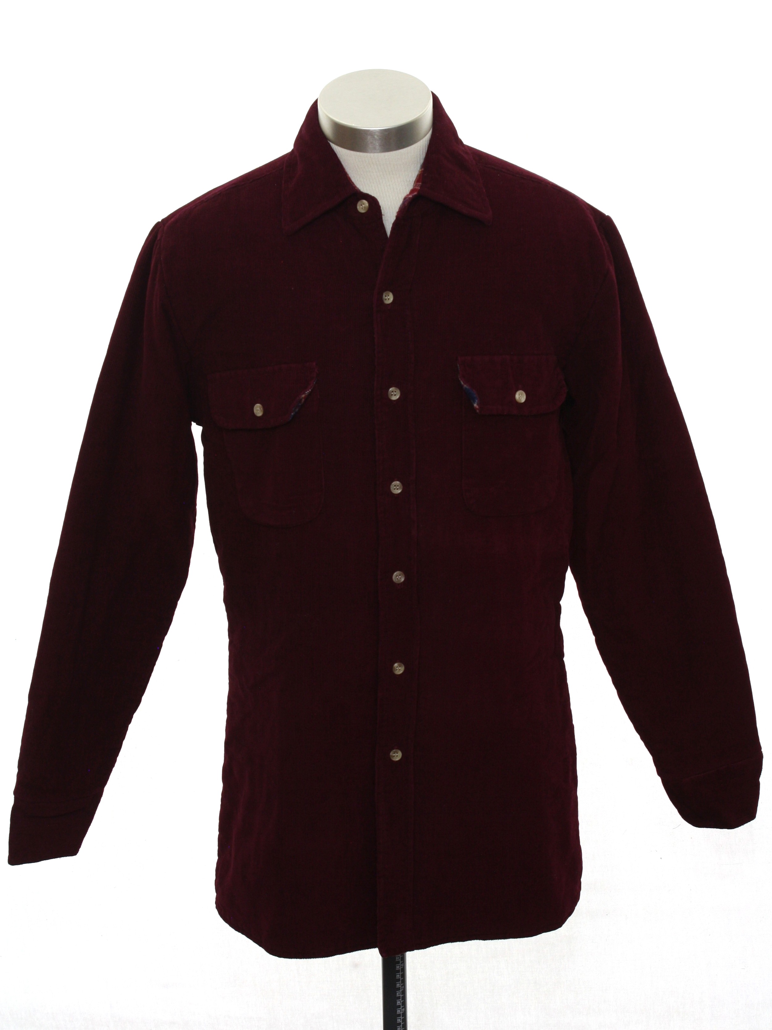 Vintage 80s Jacket: 80s -South Channel- Mens burgundy background cotton ...