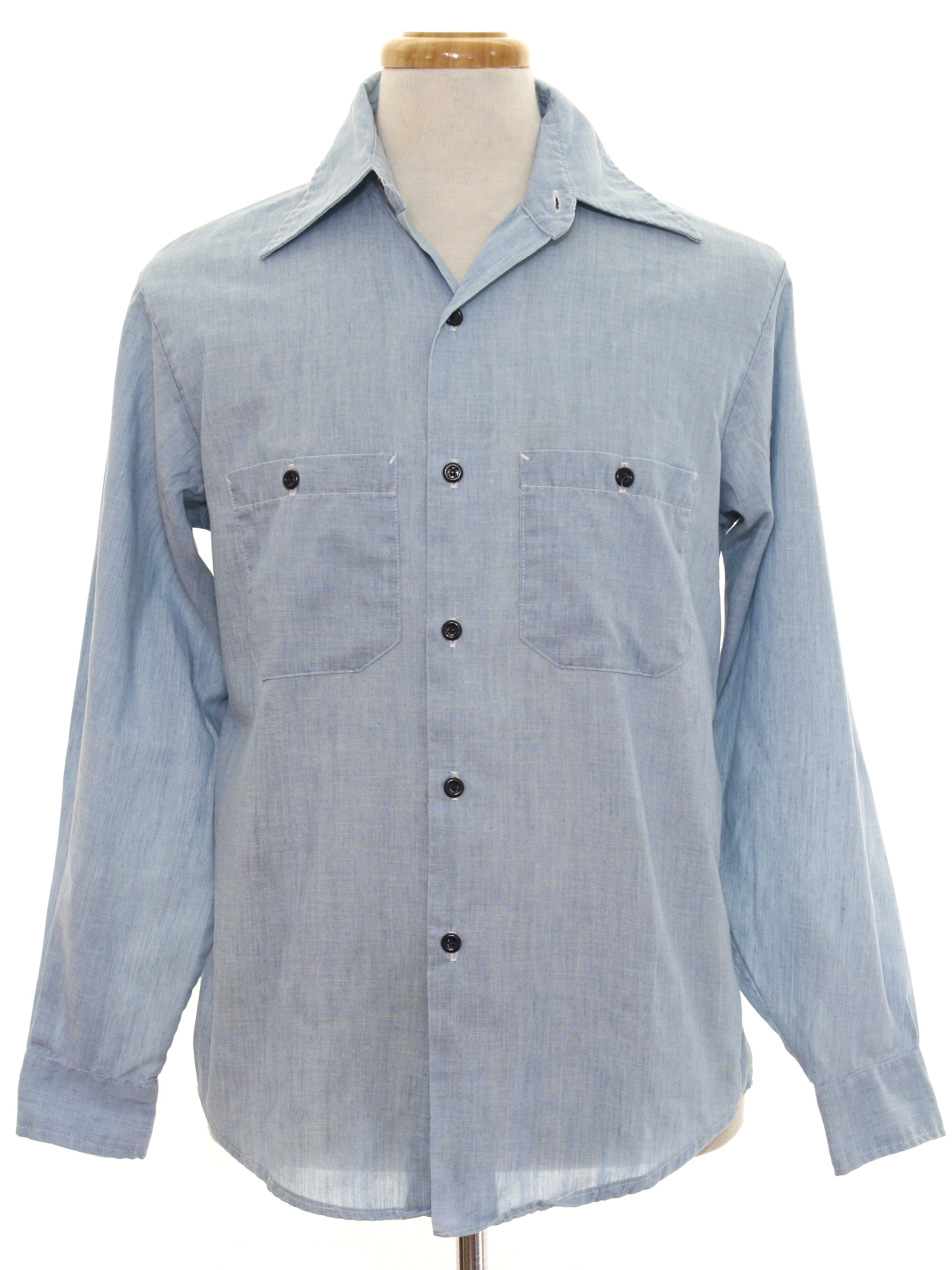 1970's Vintage Sears Shirt: Late 70s or Early 80s -Sears- Mens chambray ...