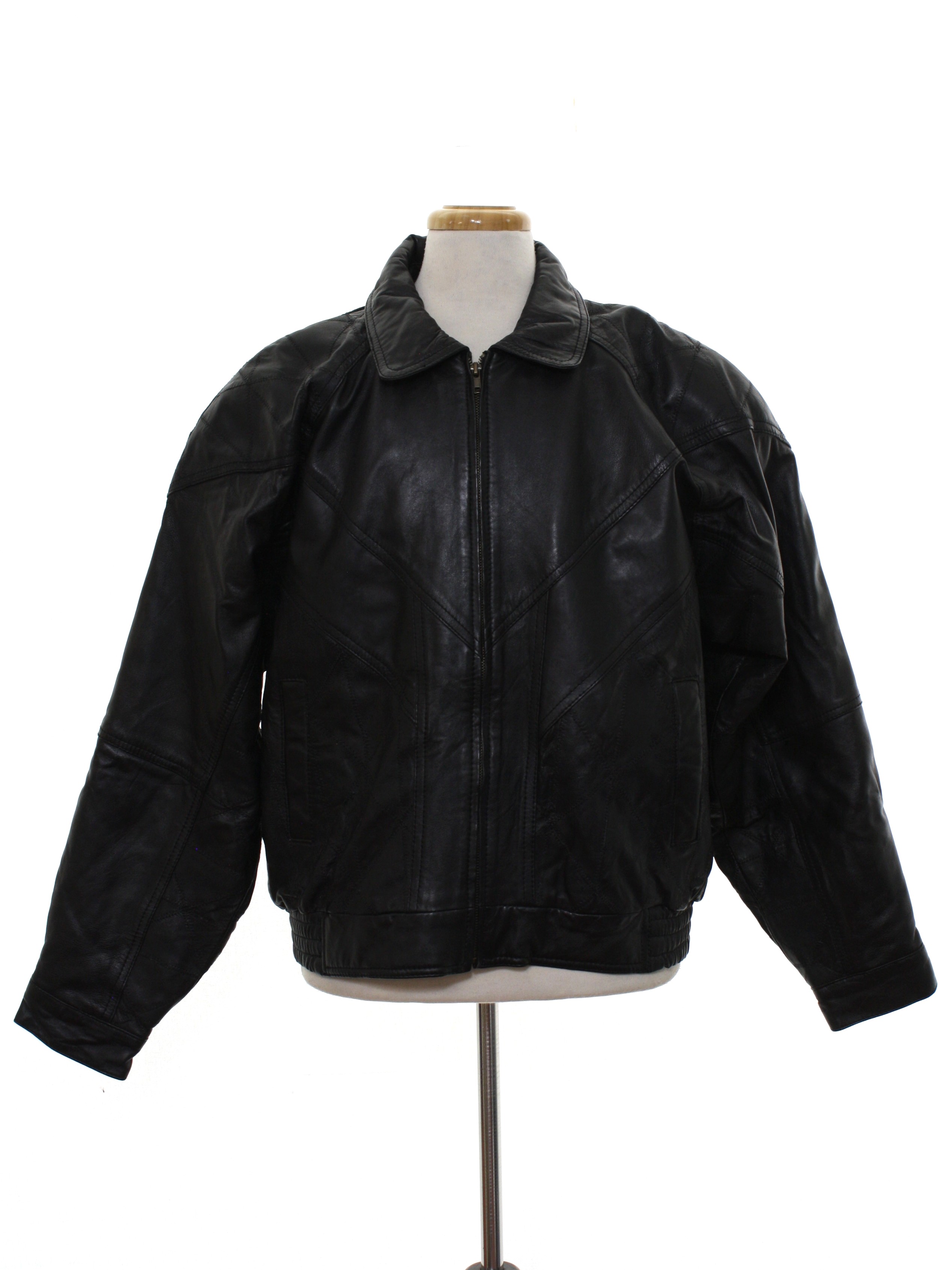 80's Vintage Leather Jacket: 80s -Sanzzini- Mens black background ...