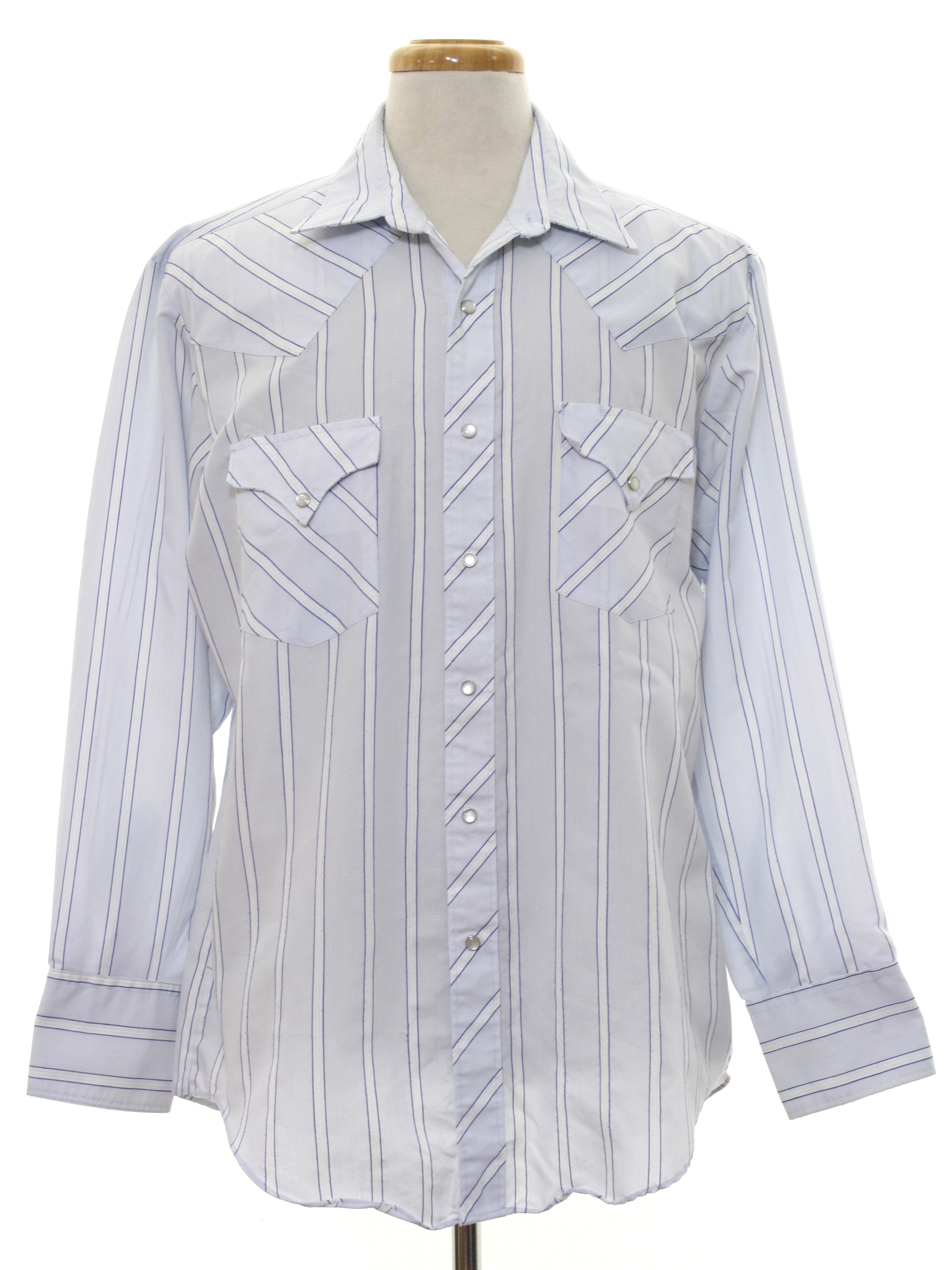 80's Vintage Western Shirt: 80s -Miller Western Wear- Mens light blue ...