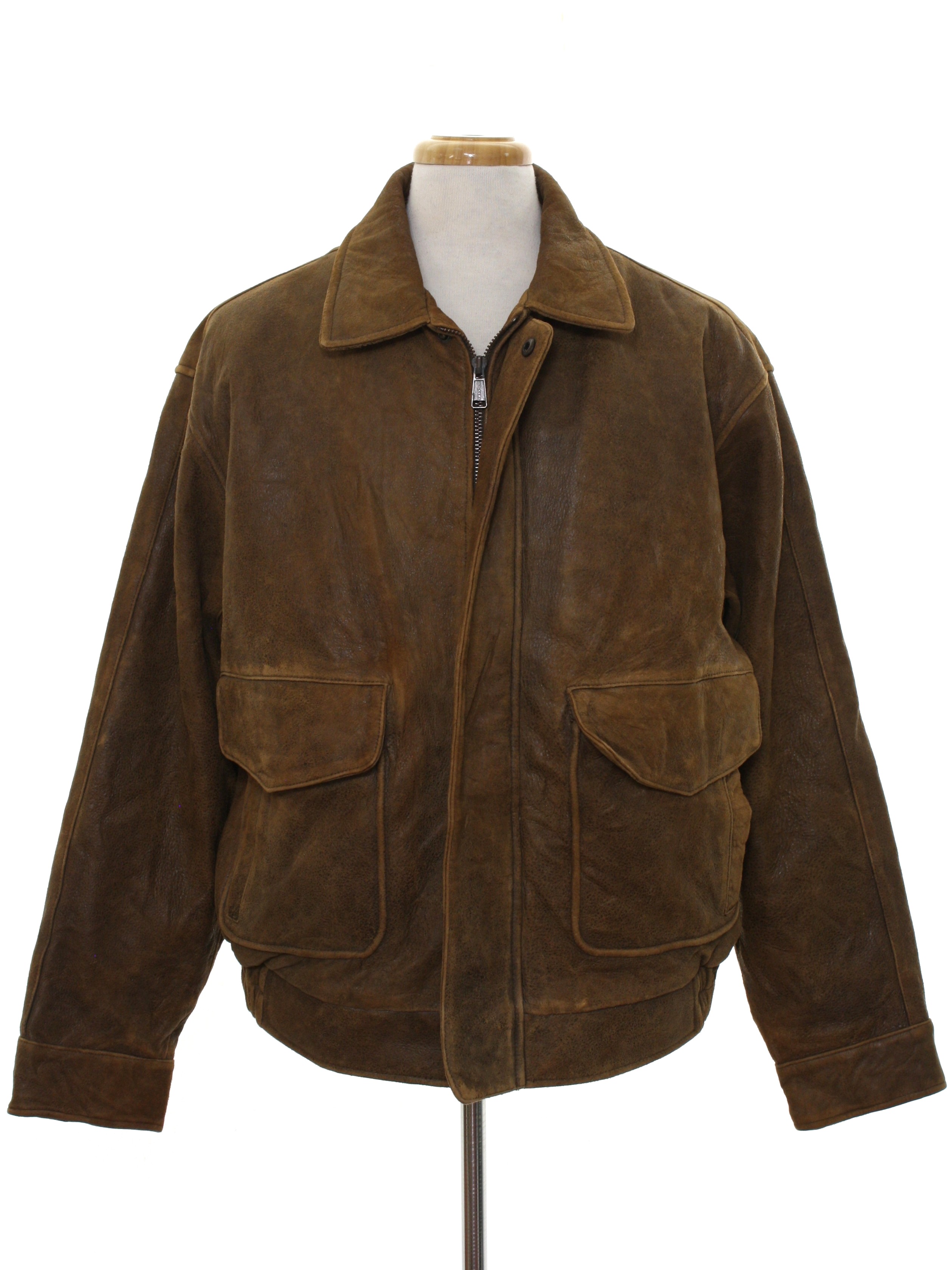 90s Retro Leather Jacket: 90s -Dockers- Mens brown background suede ...