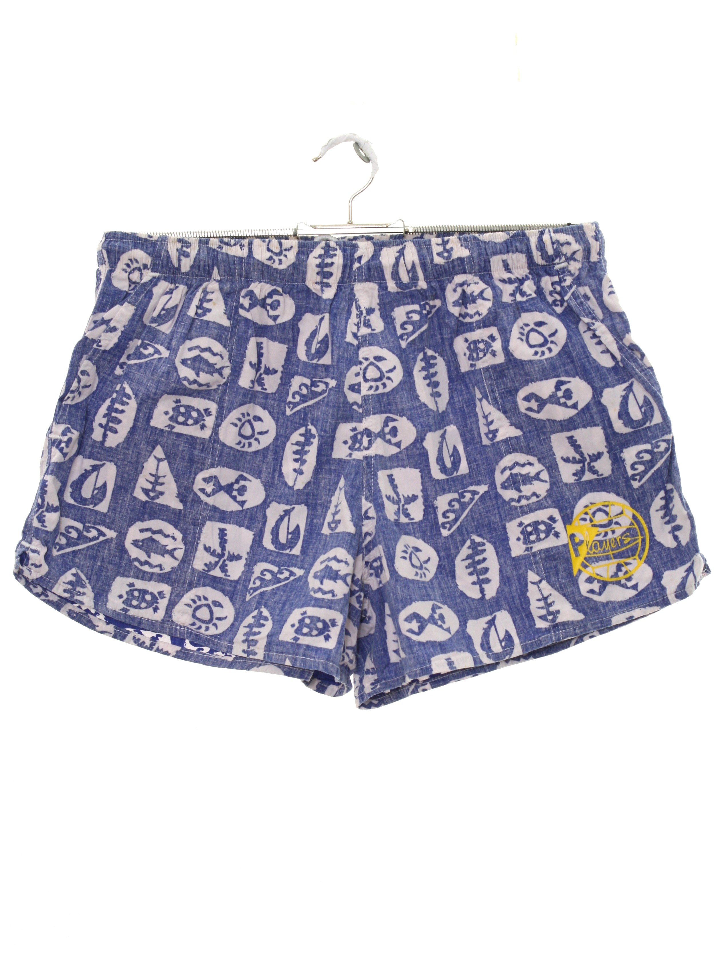 Vintage 80s Shorts: 80s -Made in USA- Unisex reverse print navy blue ...